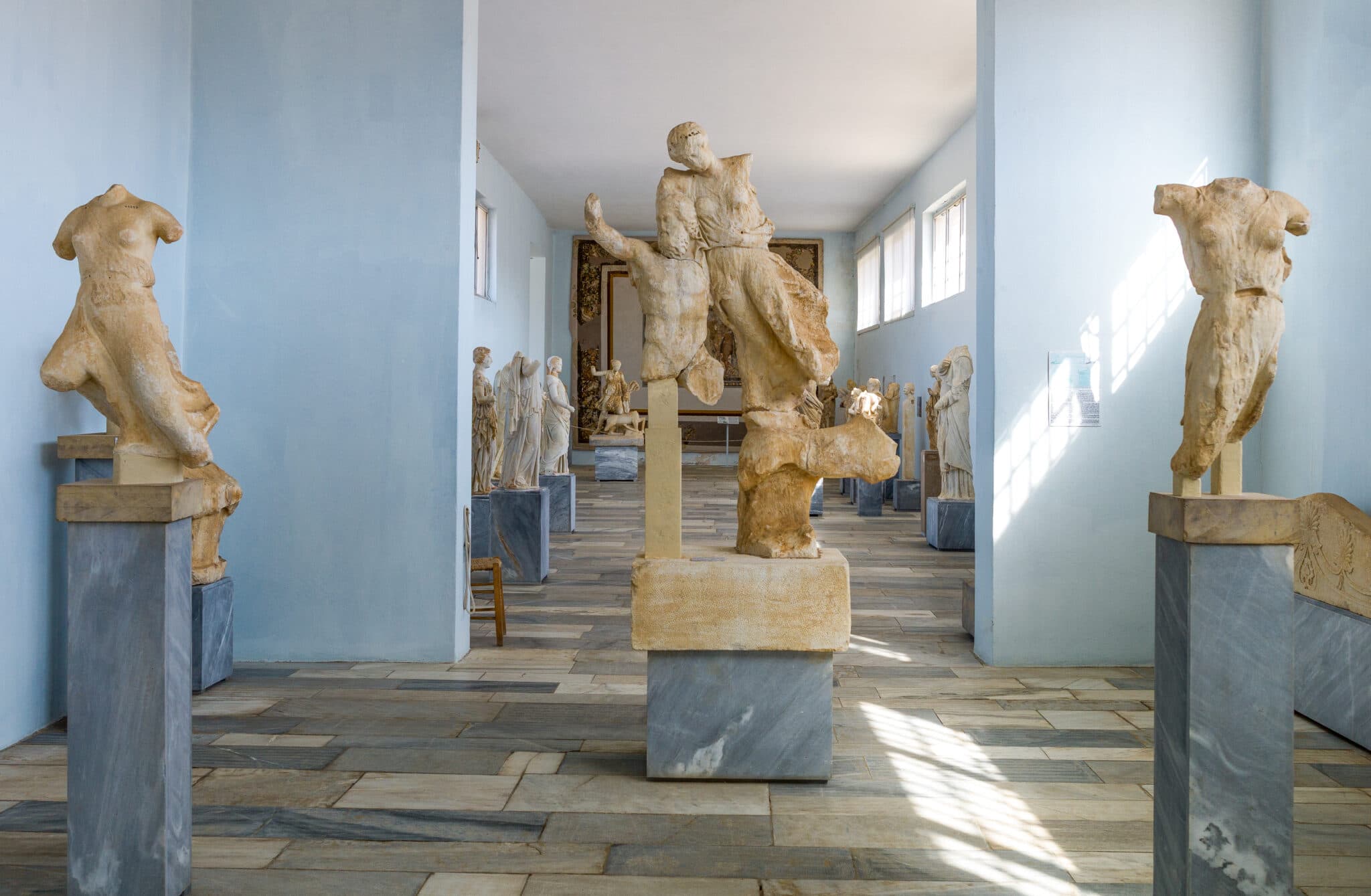 Delos,,Greece,-,October,17,,2012:,Archaeological,Site,,Marble,Statues