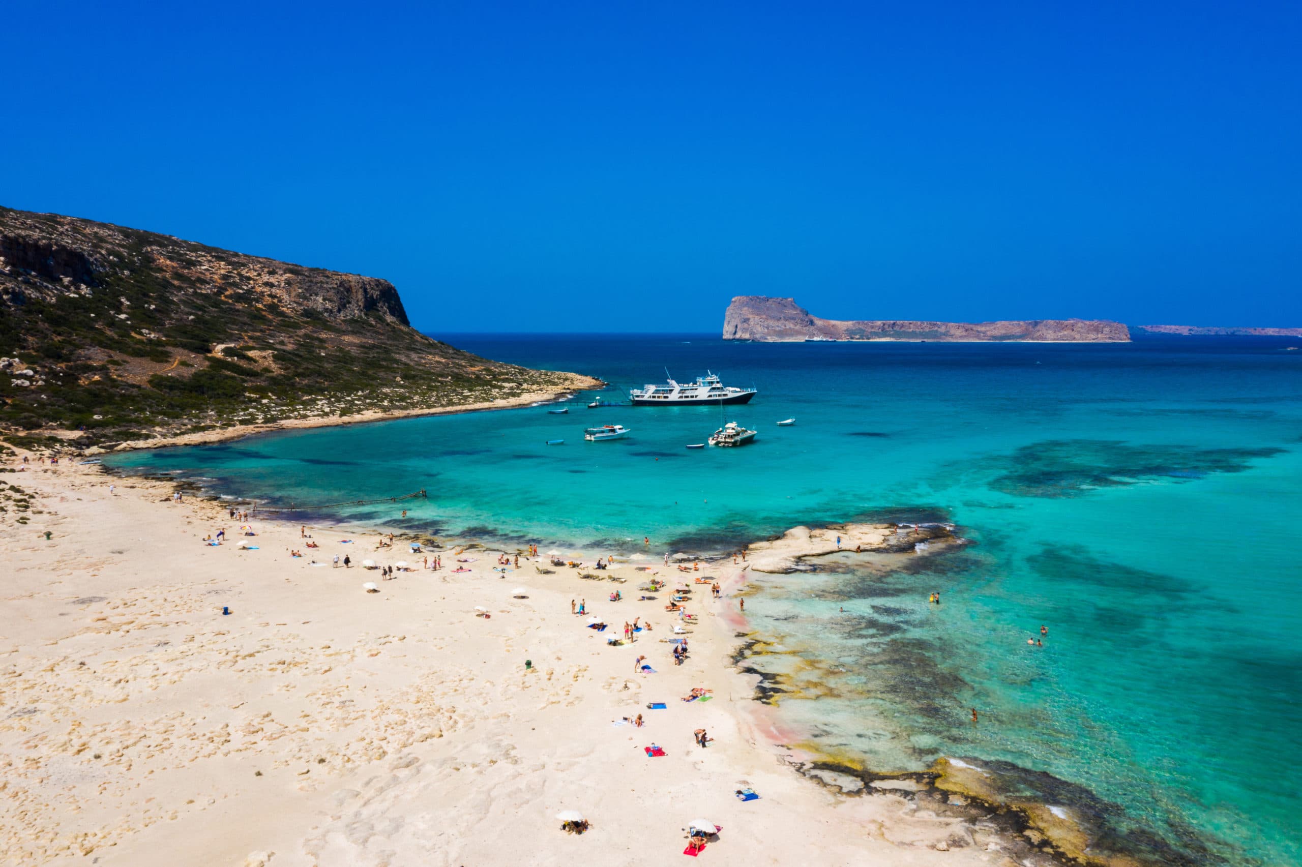 Aerial,View,Of,Balos,Beach,Near,Gramvousa,Island,In,Crete.