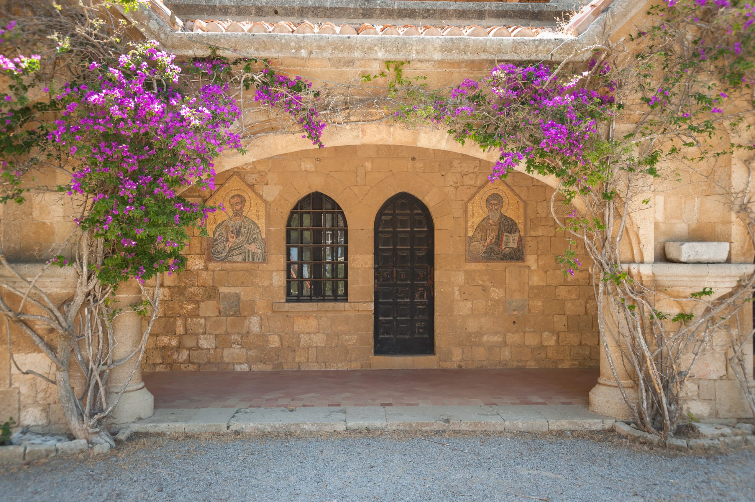 Island,Of,Rhodes,,Greece.,05/28/2018.,Monastery,Of,Filerimos,,Masonry,Colonnade