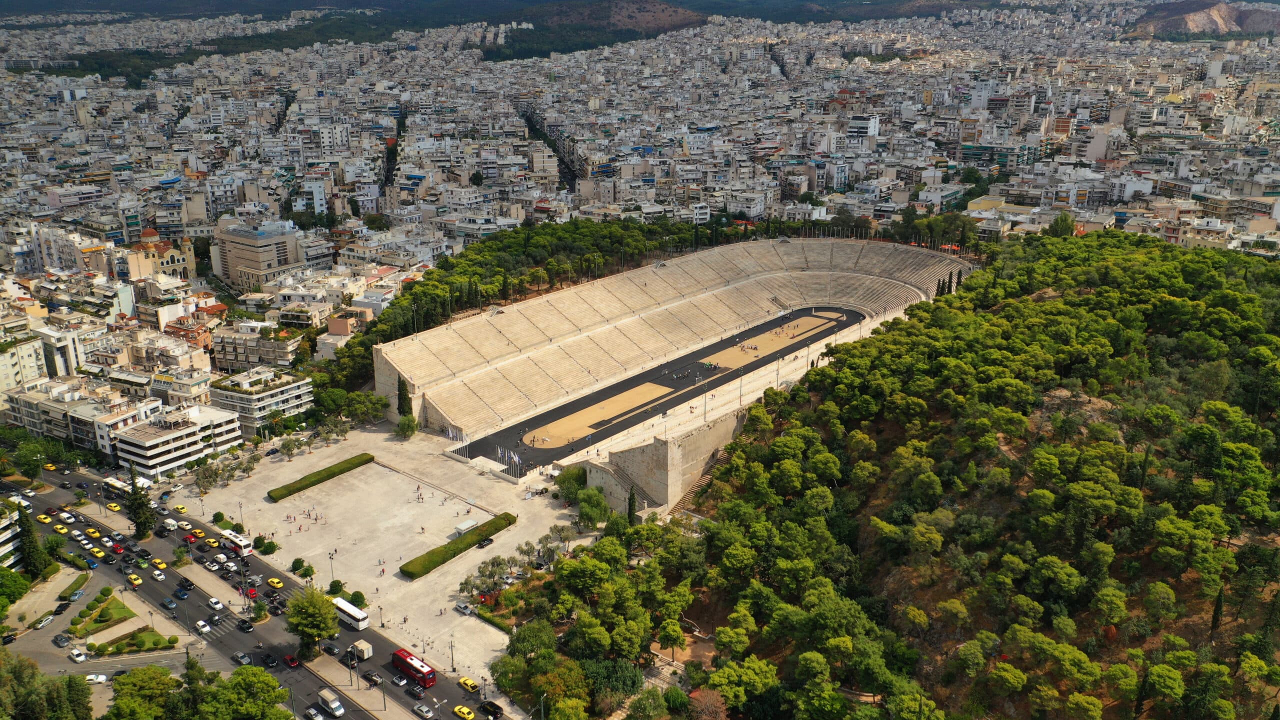 Aerial,Drone,Photo,Of,Iconic,Ancient,Panathenaic,Stadium,Or,Kalimarmaro