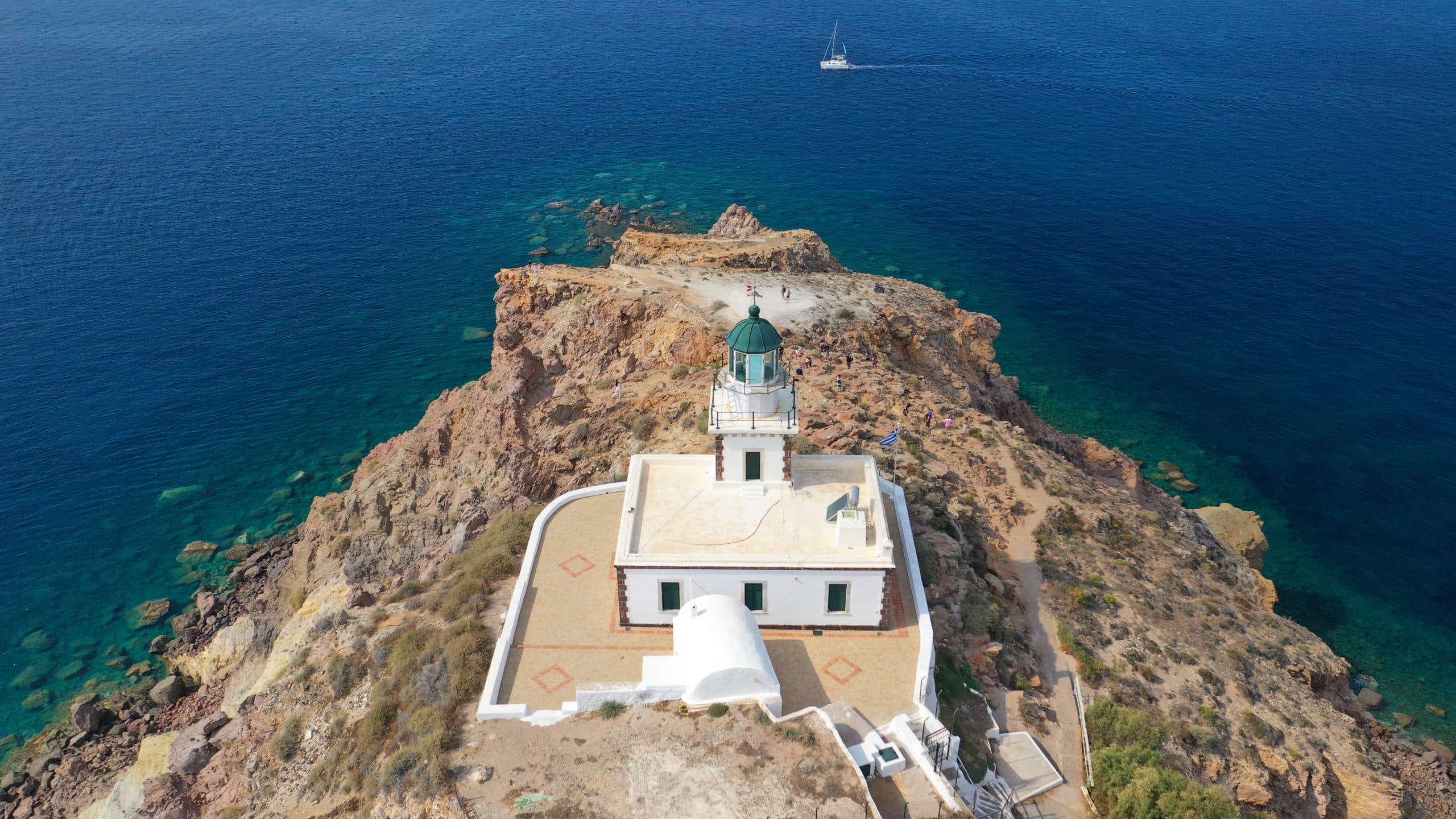 Aerial,Drone,Photo,Of,Iconic,Lighthouse,Of,Akrotiri,Near,Akrotiri