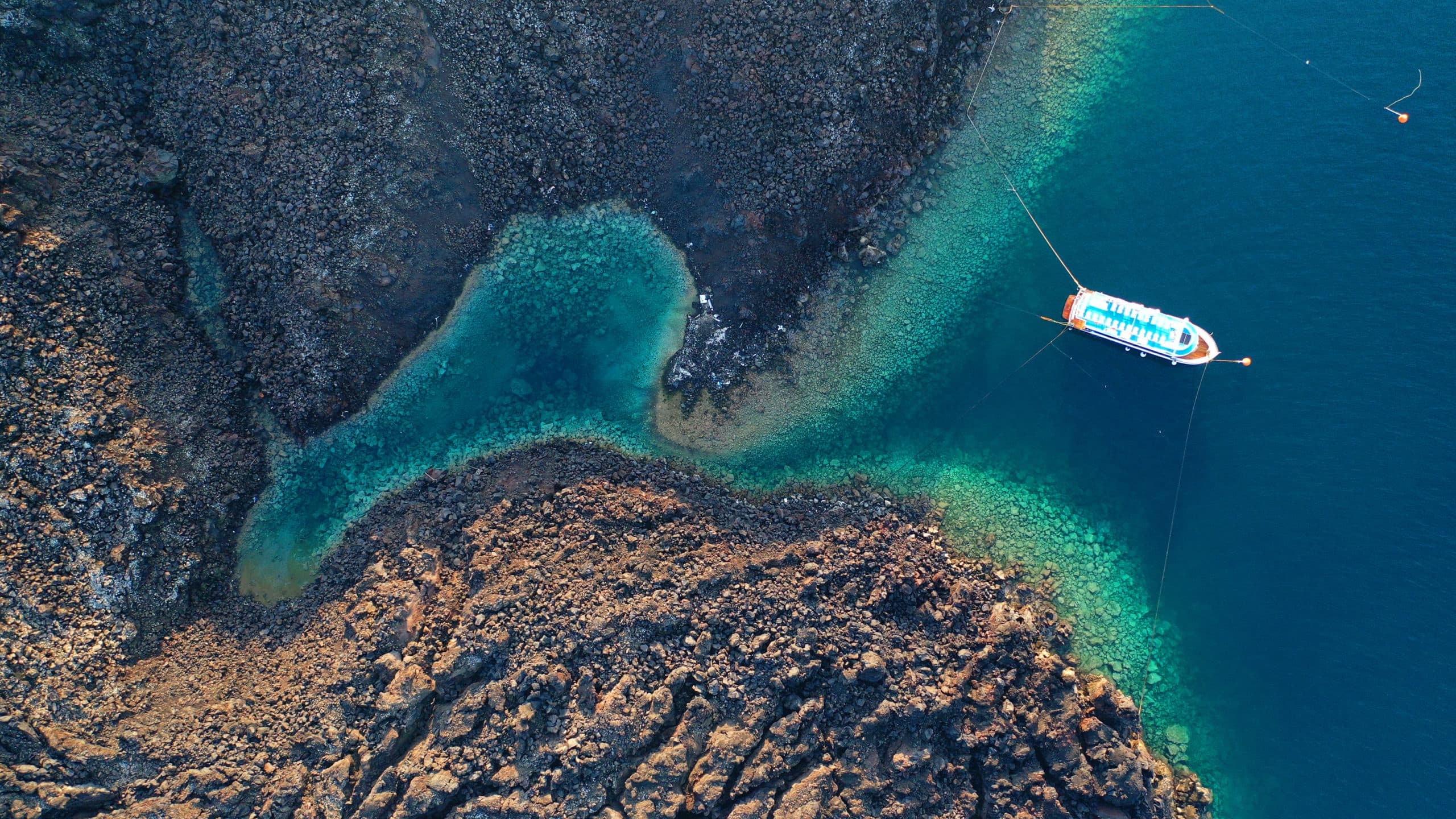 Aerial,Drone,Photo,Of,Main,Crater,Of,Santorini,Island,Volcano
