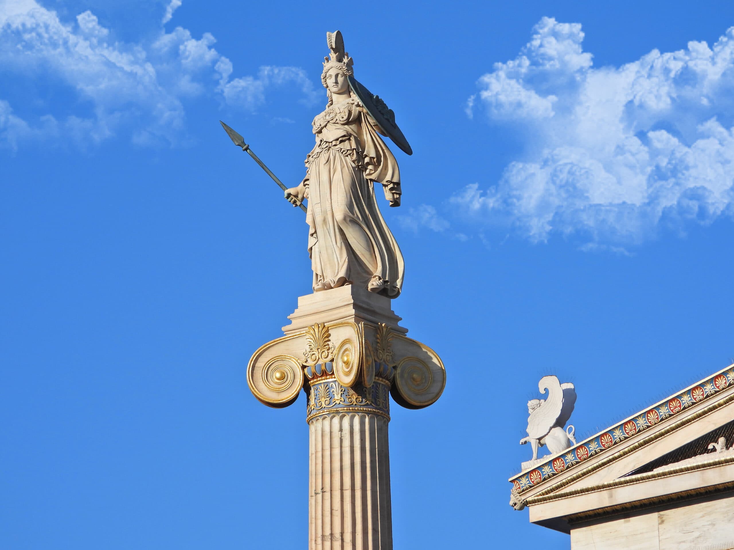 Extreme,Zoom,Of,Iconic,Statue,Of,Athena,In,Academy,Of