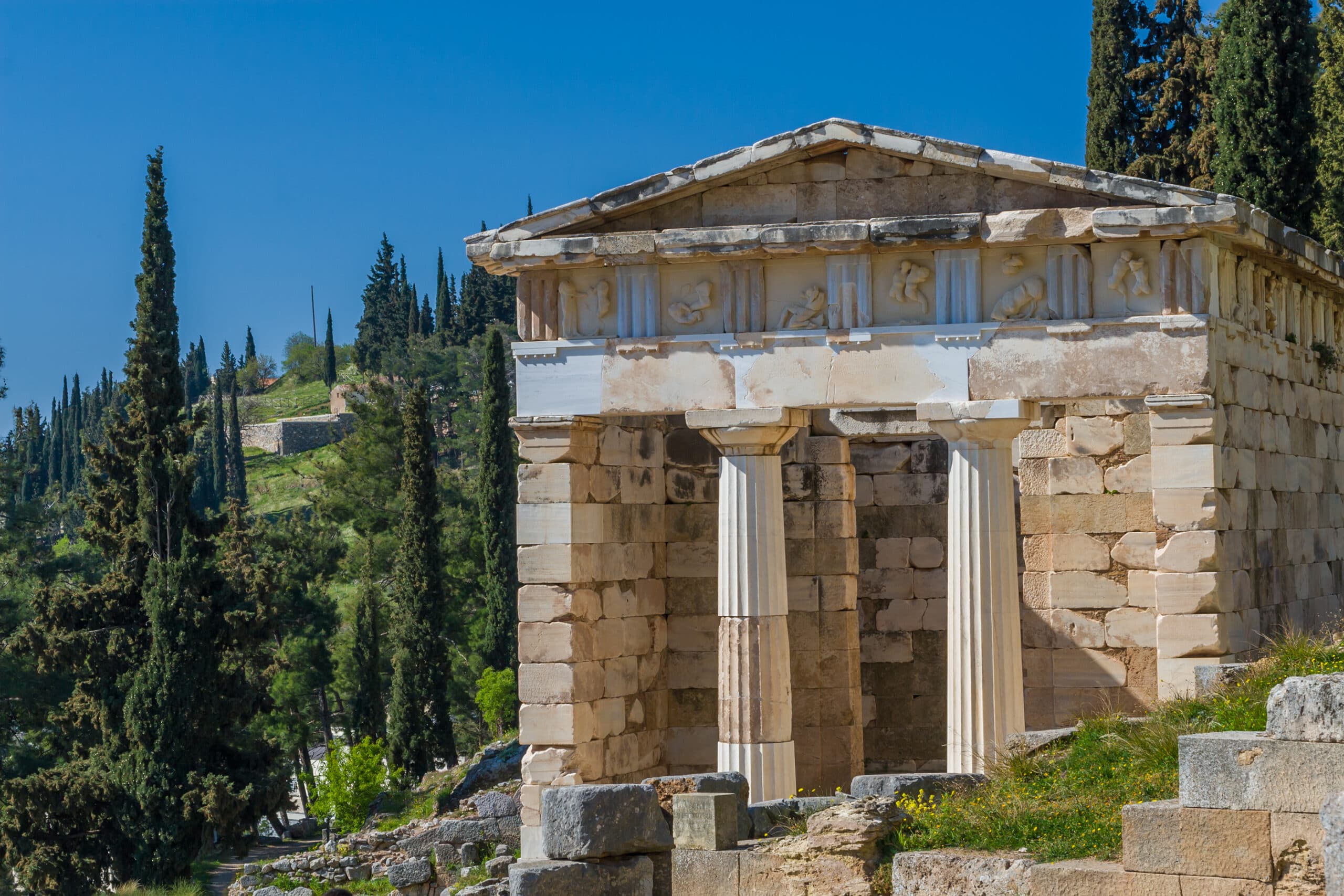 Treasure,Of,The,Athenians,At,Delphi,Oracle,Archaeological,Site,In
