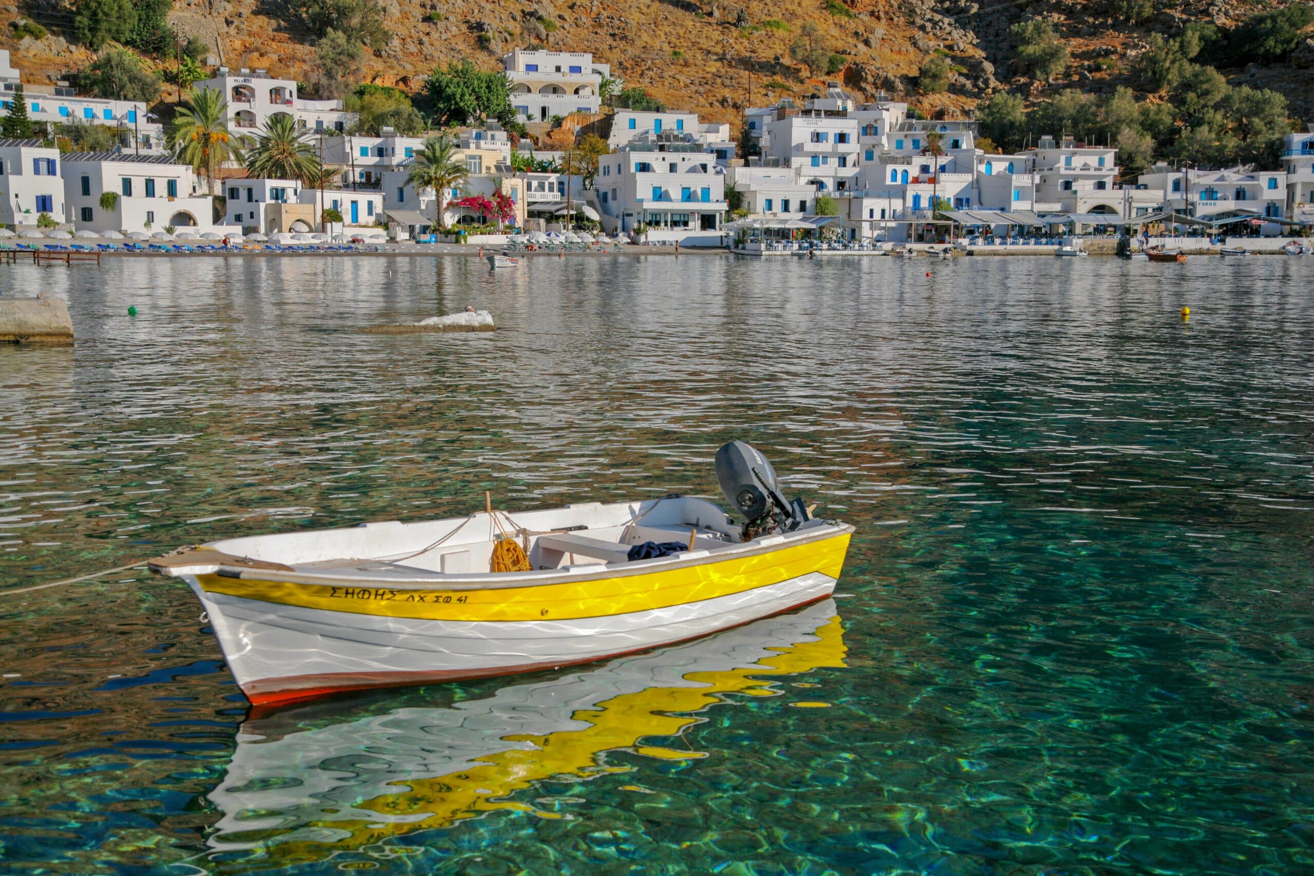 Loutro,,Greece,-,Feb,28,,2018:,A,Small,Boat,At