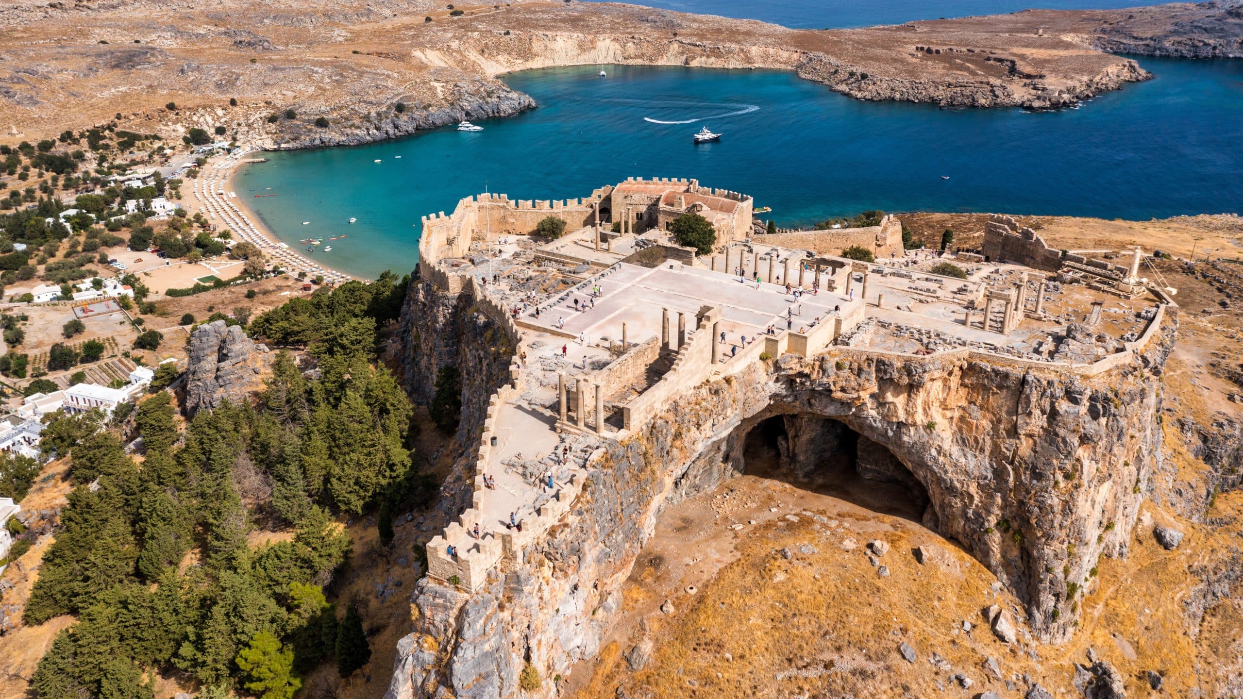 Ruins,Of,Acropolis,Of,Lindos,View,From,Above,,Rhodes,,Dodecanese