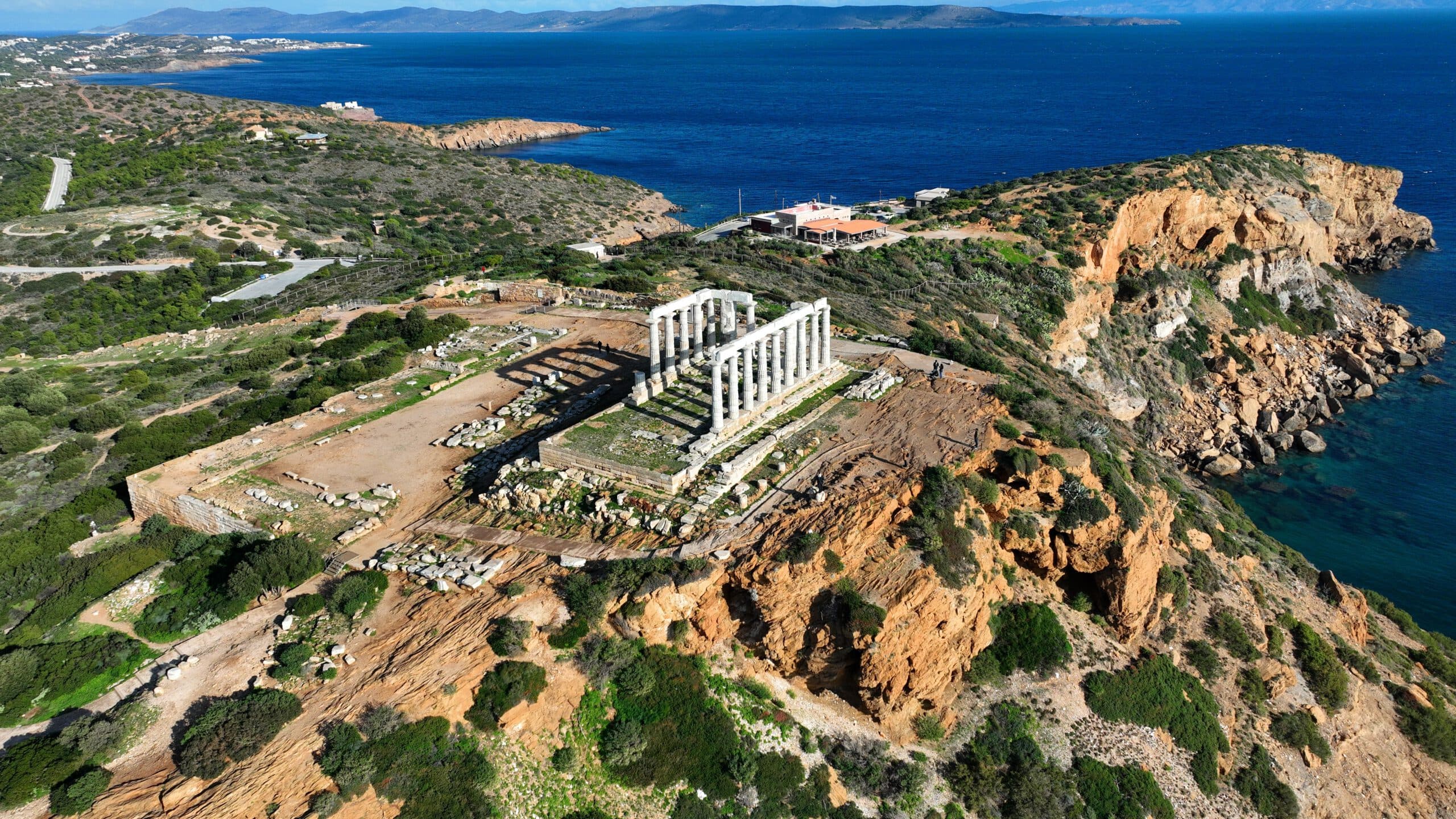 Aerial,Drone,Photo,Of,Iconic,Archaeological,Site,Of,Cape,Sounio
