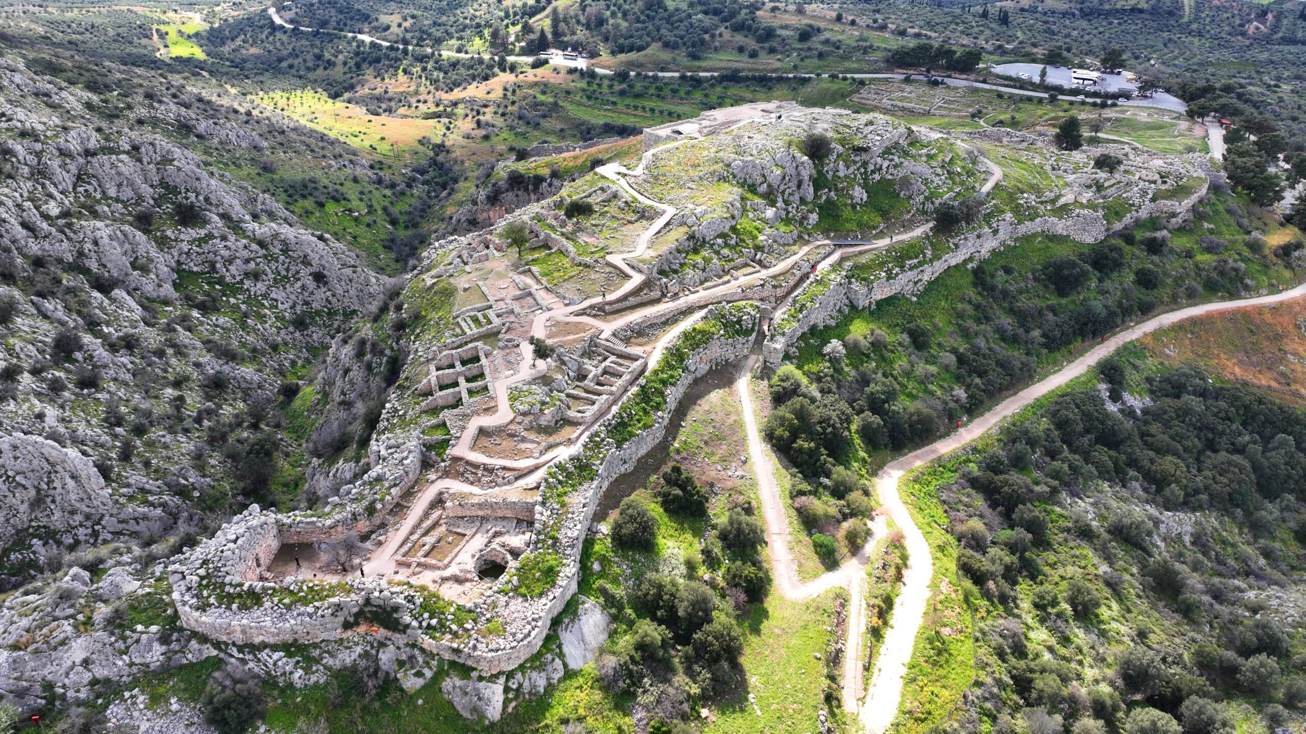 Aerial,Drone,Scenic,Photo,Of,Uphill,Iconic,Archaeological,Site,Of