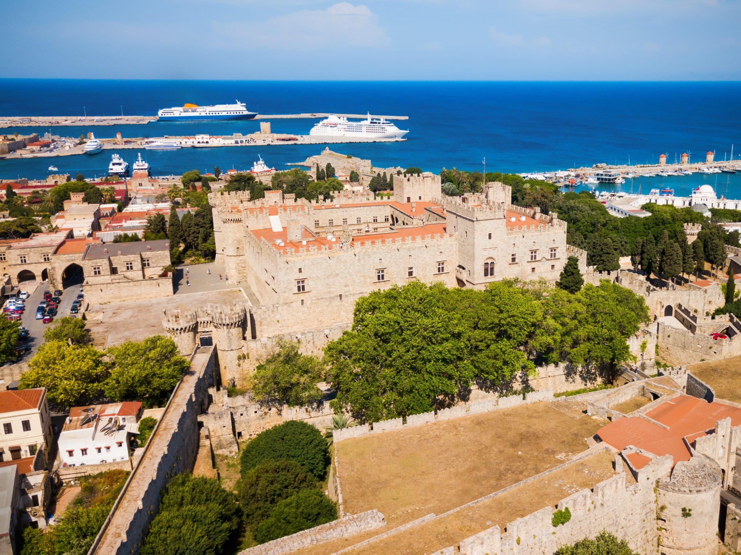 Rhodes,Old,Town,Aerial,Panoramic,View,In,Rhodes,Island,In