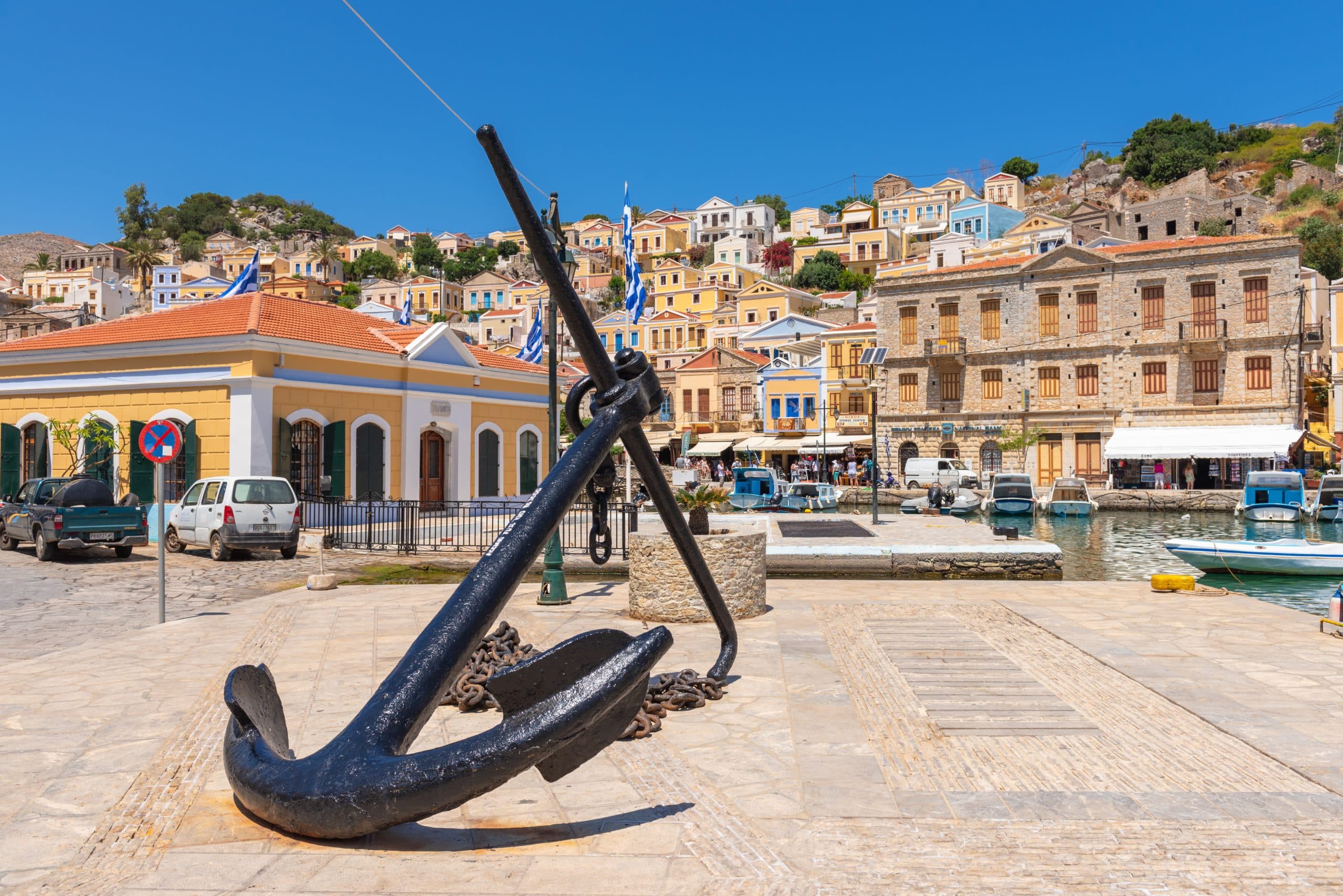 Symi,,Greece,-,May,15,,2018:,Big,Anchor,In,The