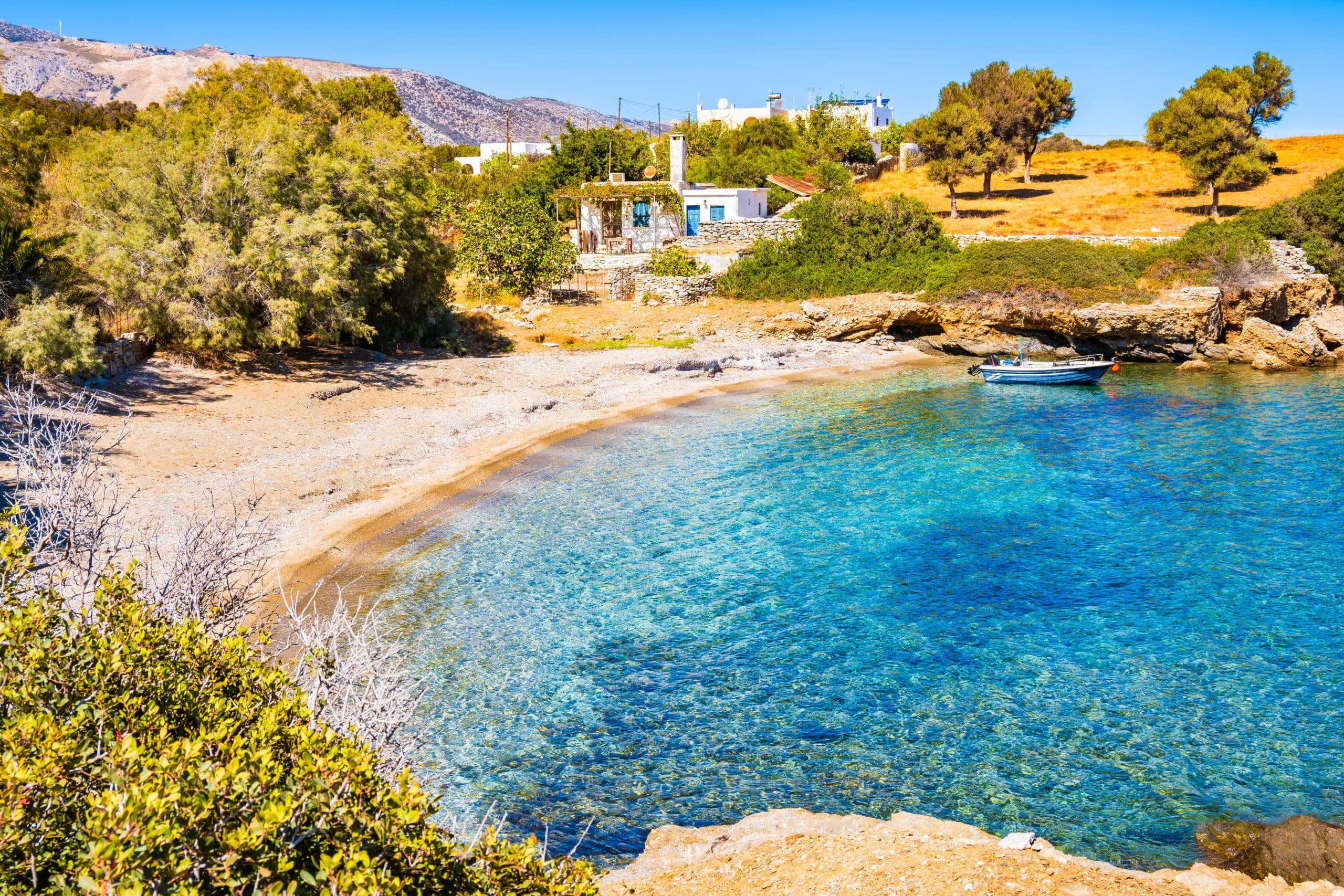 Beautiful,Sea,Bay,With,Sandy,Beach,,Naxos,Island,,Cyclades,,Greece