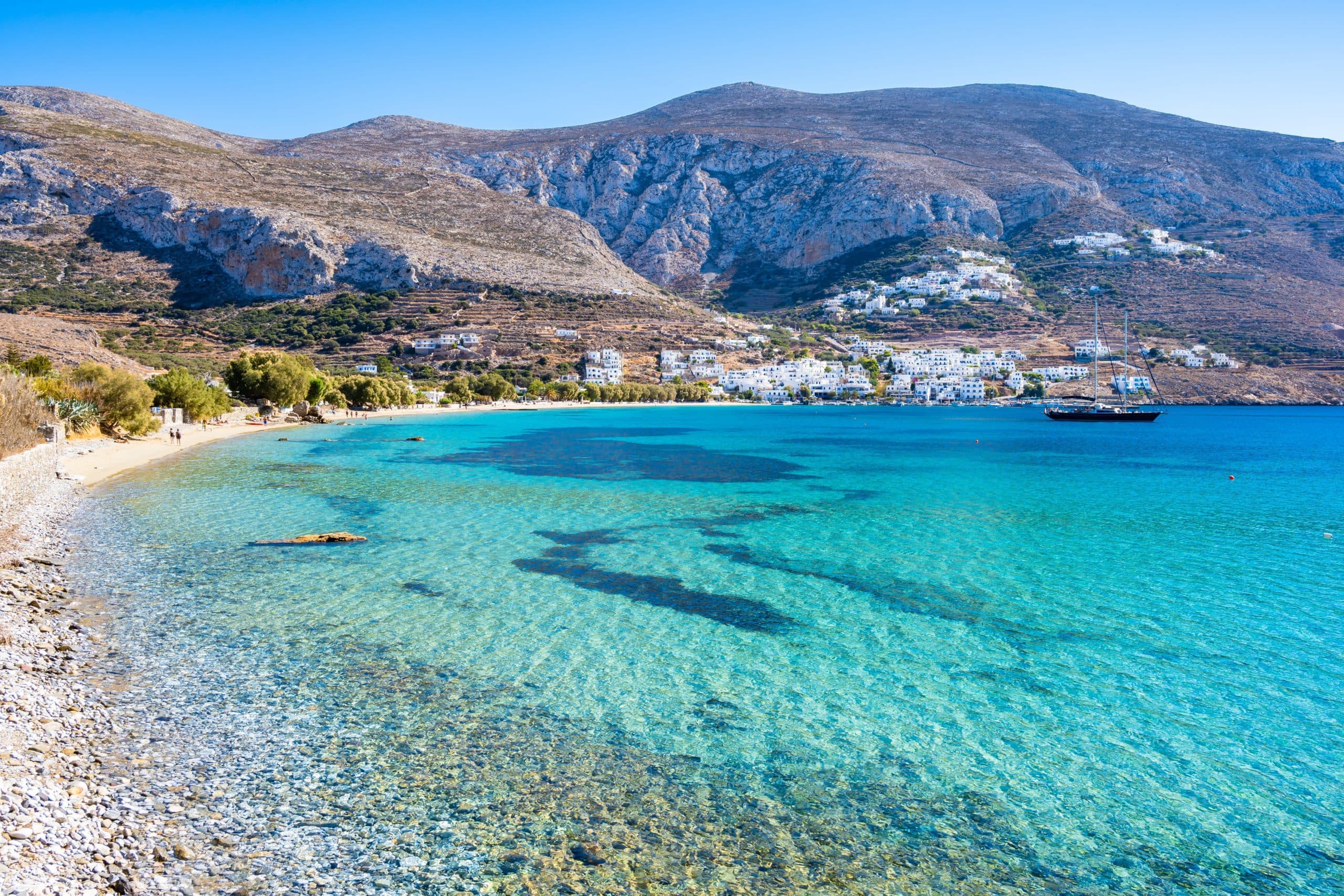 View,Of,Idyllic,Sandy,Beach,In,Aigiali,Bay,(ormos,Egialis),