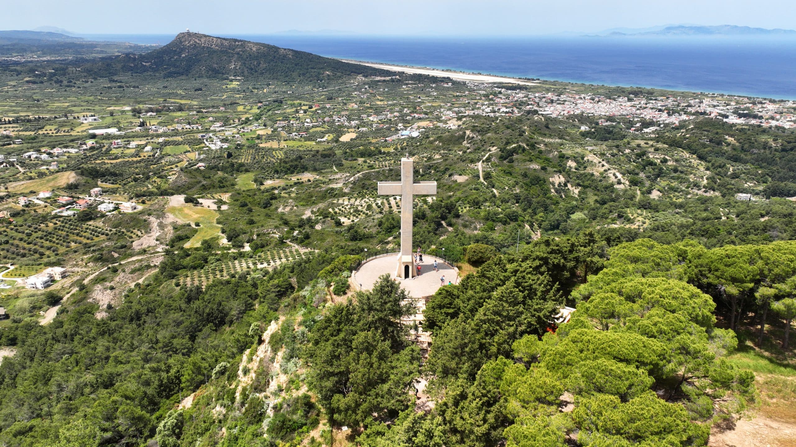 Aerial,Drone,Photo,Of,Iconic,Monastery,And,Giant,Cross,Of