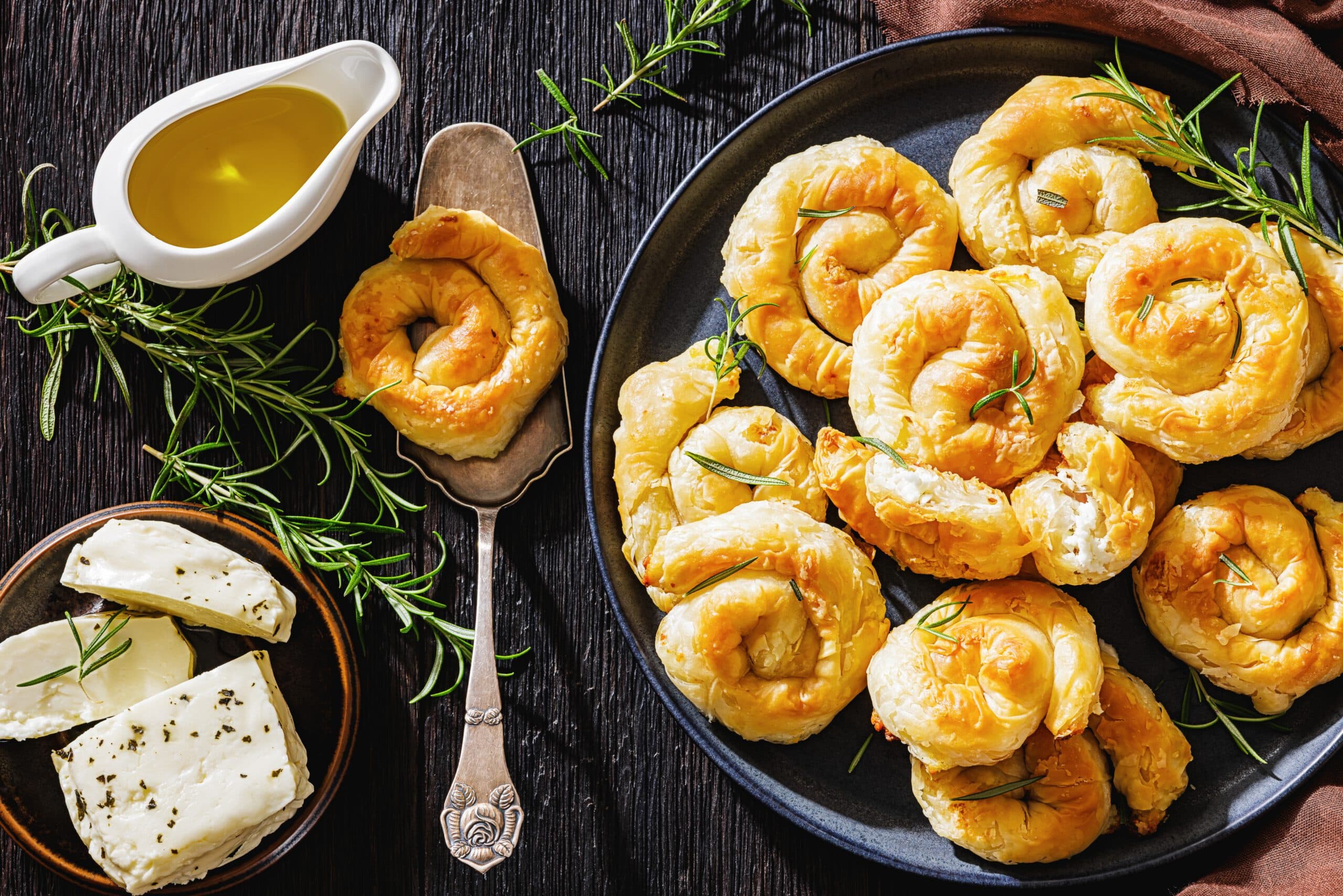 Sarikopita,,Spiral,Cheese,Phyllo,Pastries,,Turban,Cheese,Pies,On,A