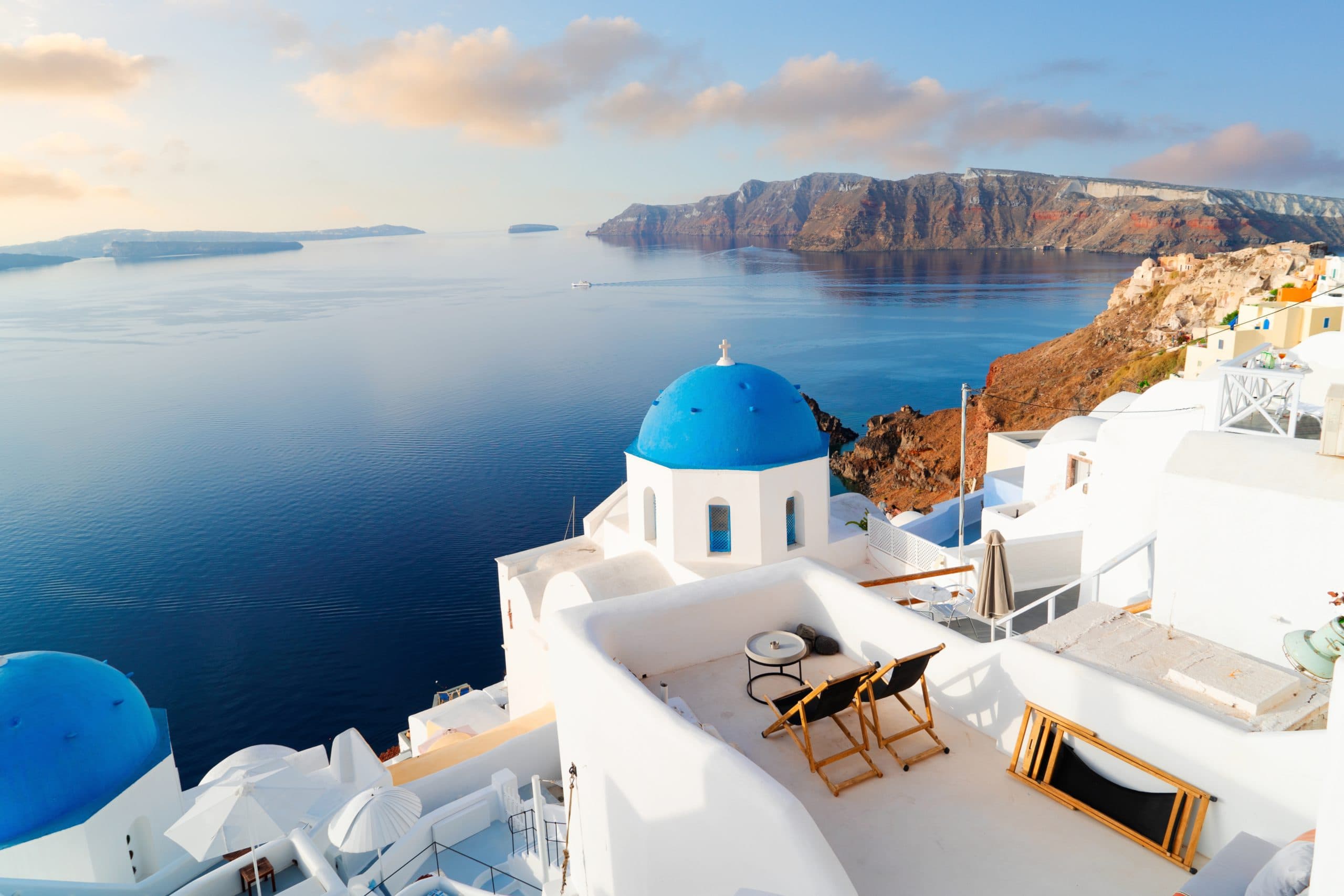 Blue,Domes,And,Volcano,Caldera,With,Deep,Sea,Landscape,,Beautiful
