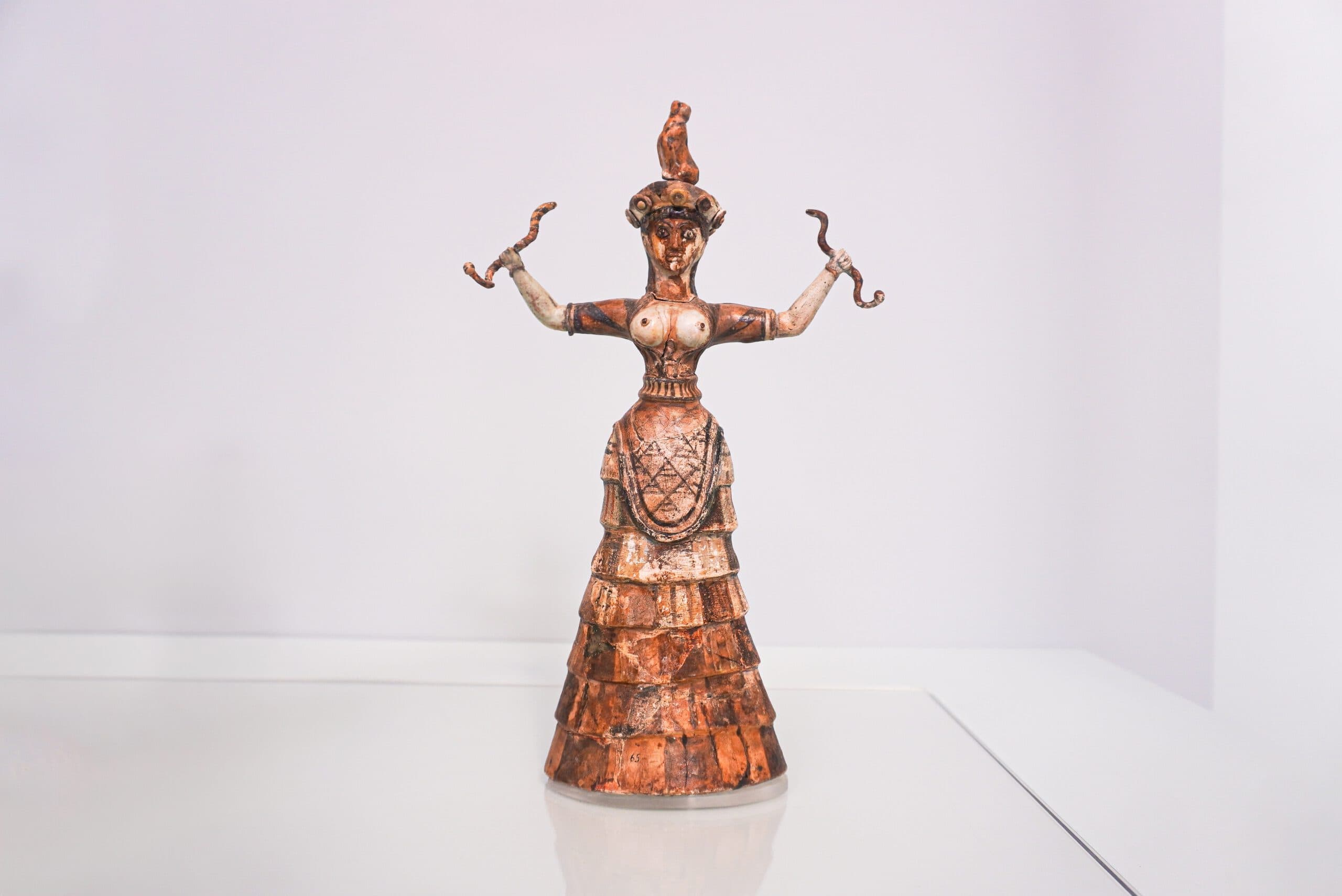 Crete,,Greece,,August,30,,2019,Minoan,Snake,Goddess,Artifact,Showcasing