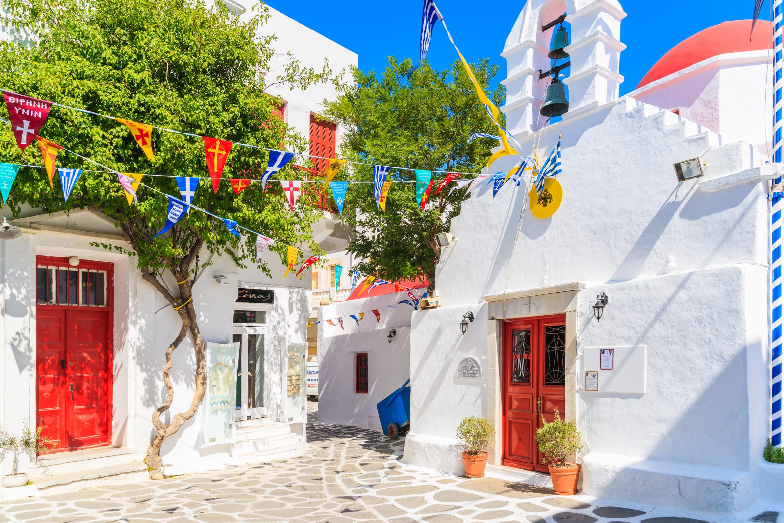 Mykonos,Island,,Greece,-,May,17,,2016:,Small,Square,With