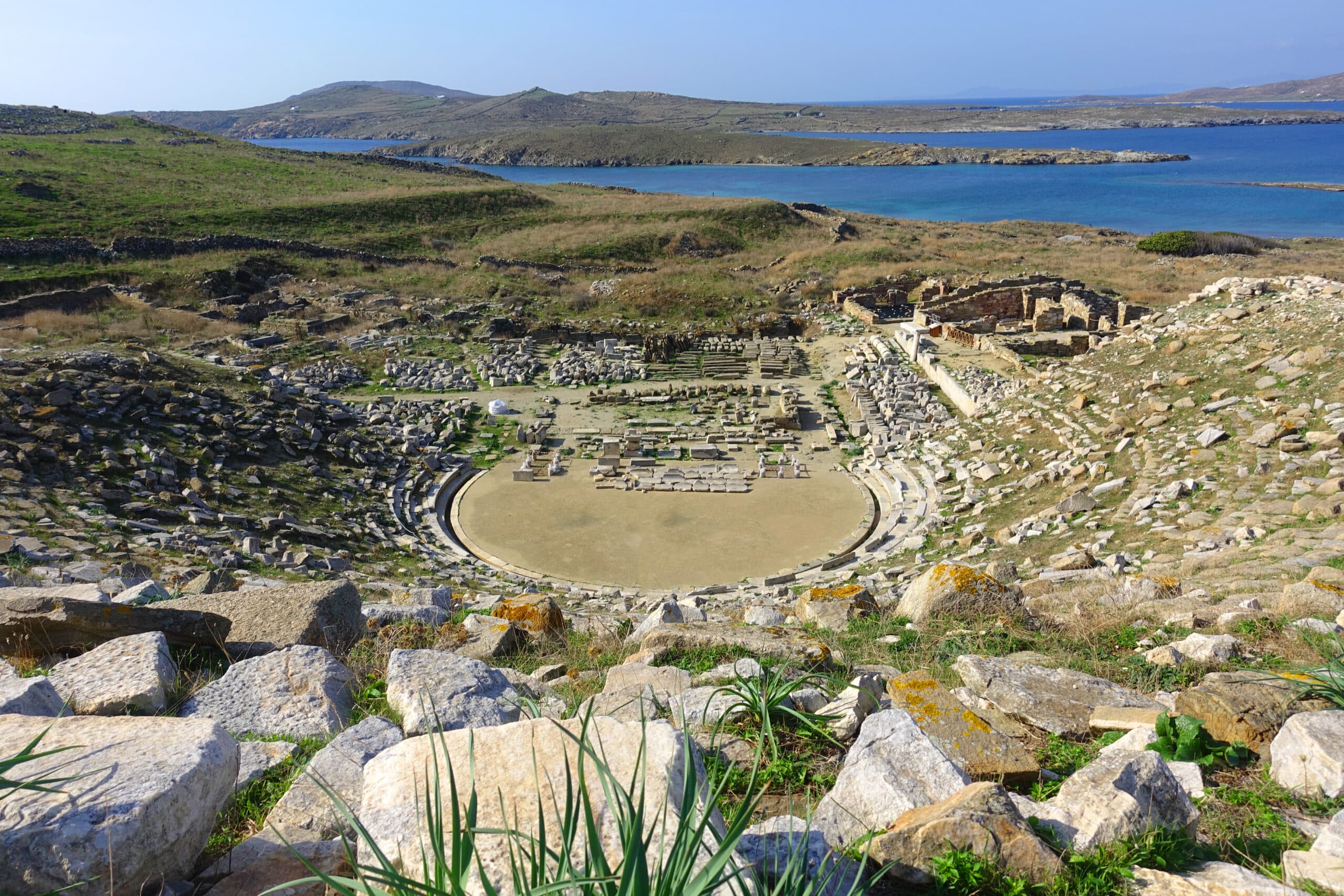 Photo,Of,Iconic,Ancient,Theatre,Of,Delos,Archaeological,Site,And