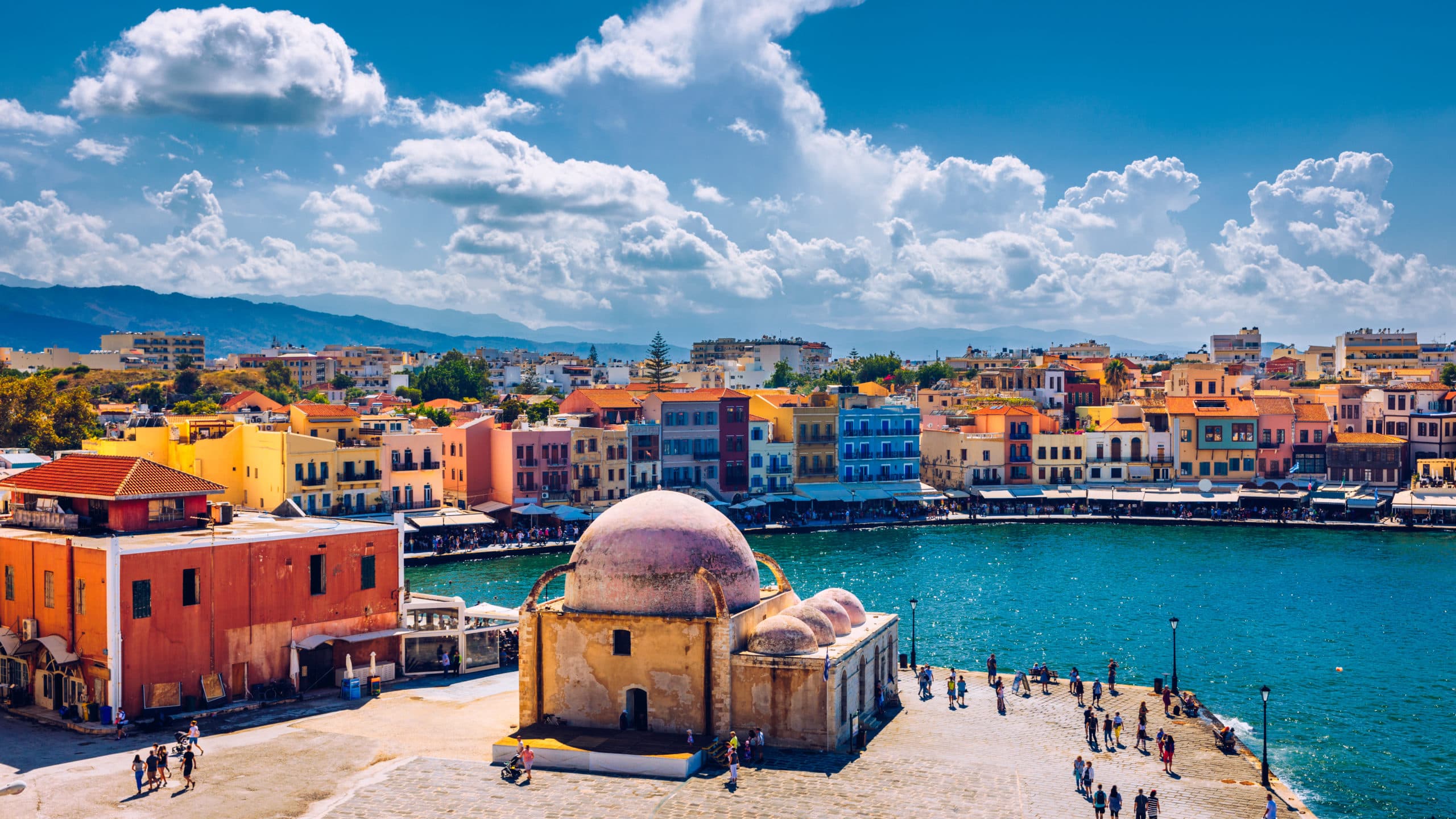 Mosque,In,The,Old,Venetian,Harbor,Of,Chania,Town,On