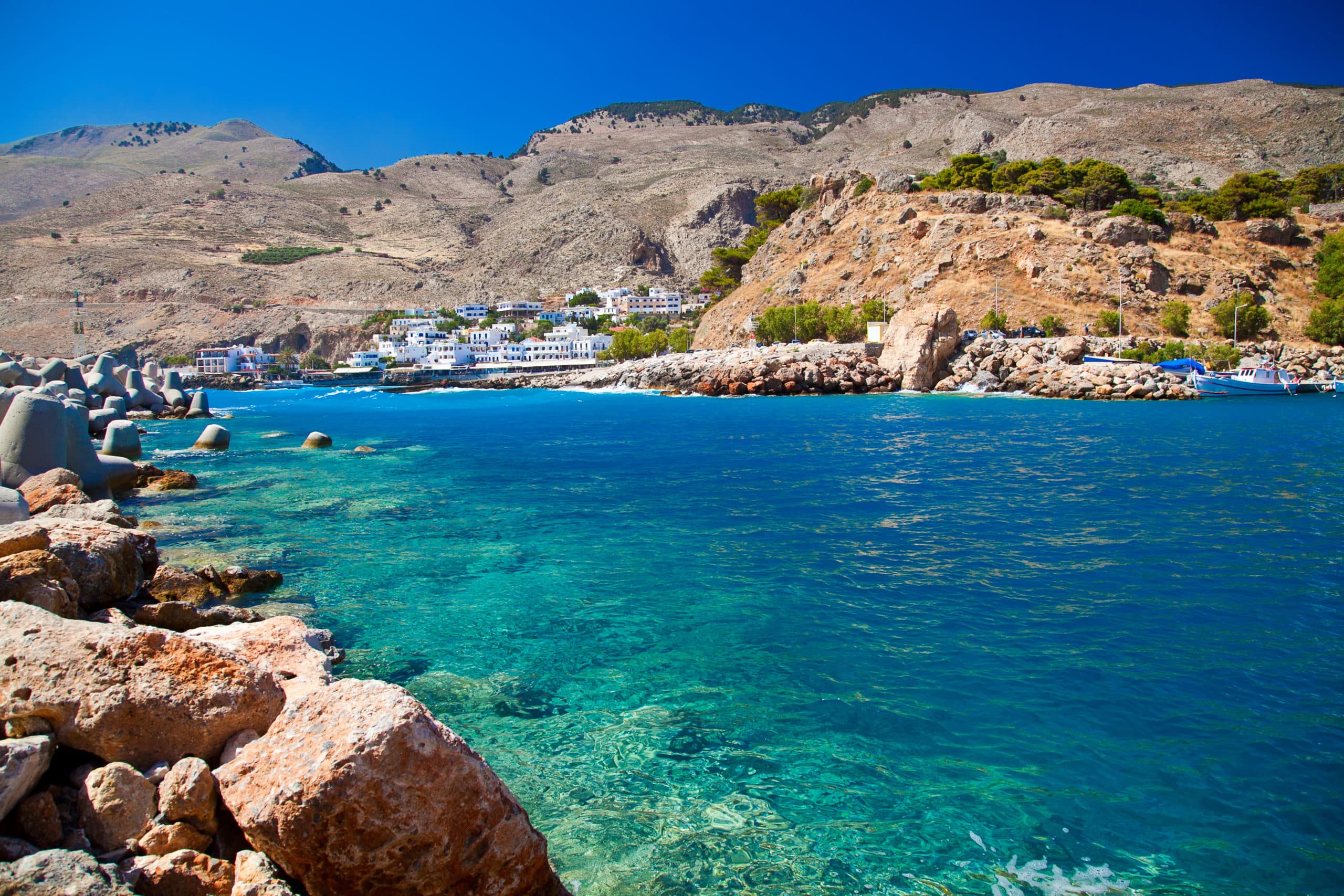 Sfakia,Bay,At,Chora,Sfakion,-,Small,Port,Town,In