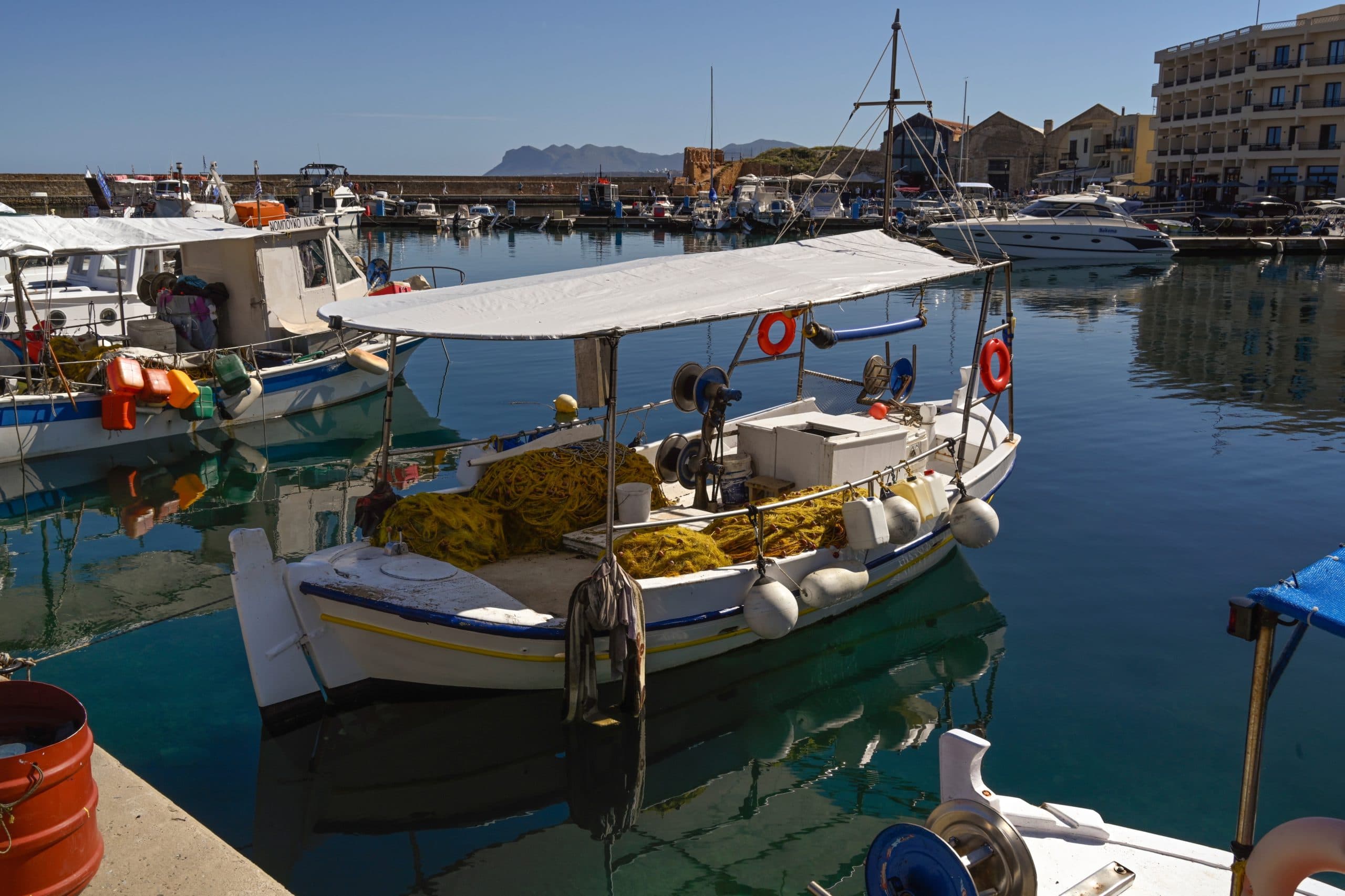 Chania,,Crete,-,April,20,,2025:,Small,Traditional,Fishing,Boat