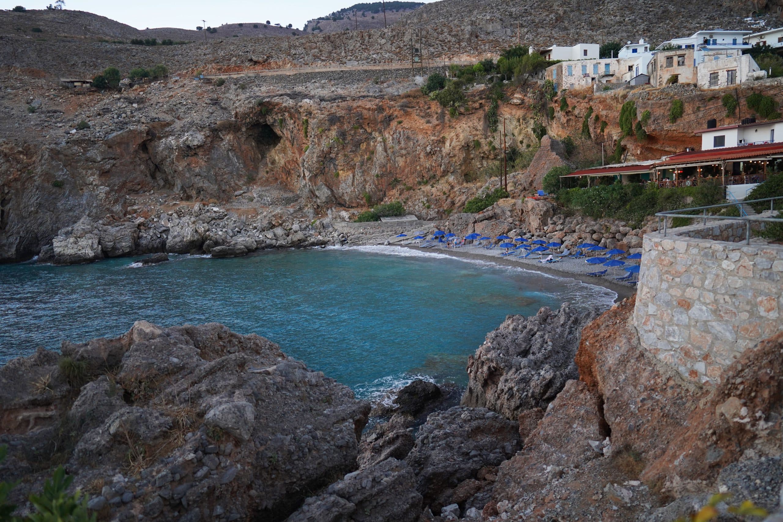 A,Private,Beach,Surrounded,By,Rocky,Formations,In,Sfakia,,Crete,