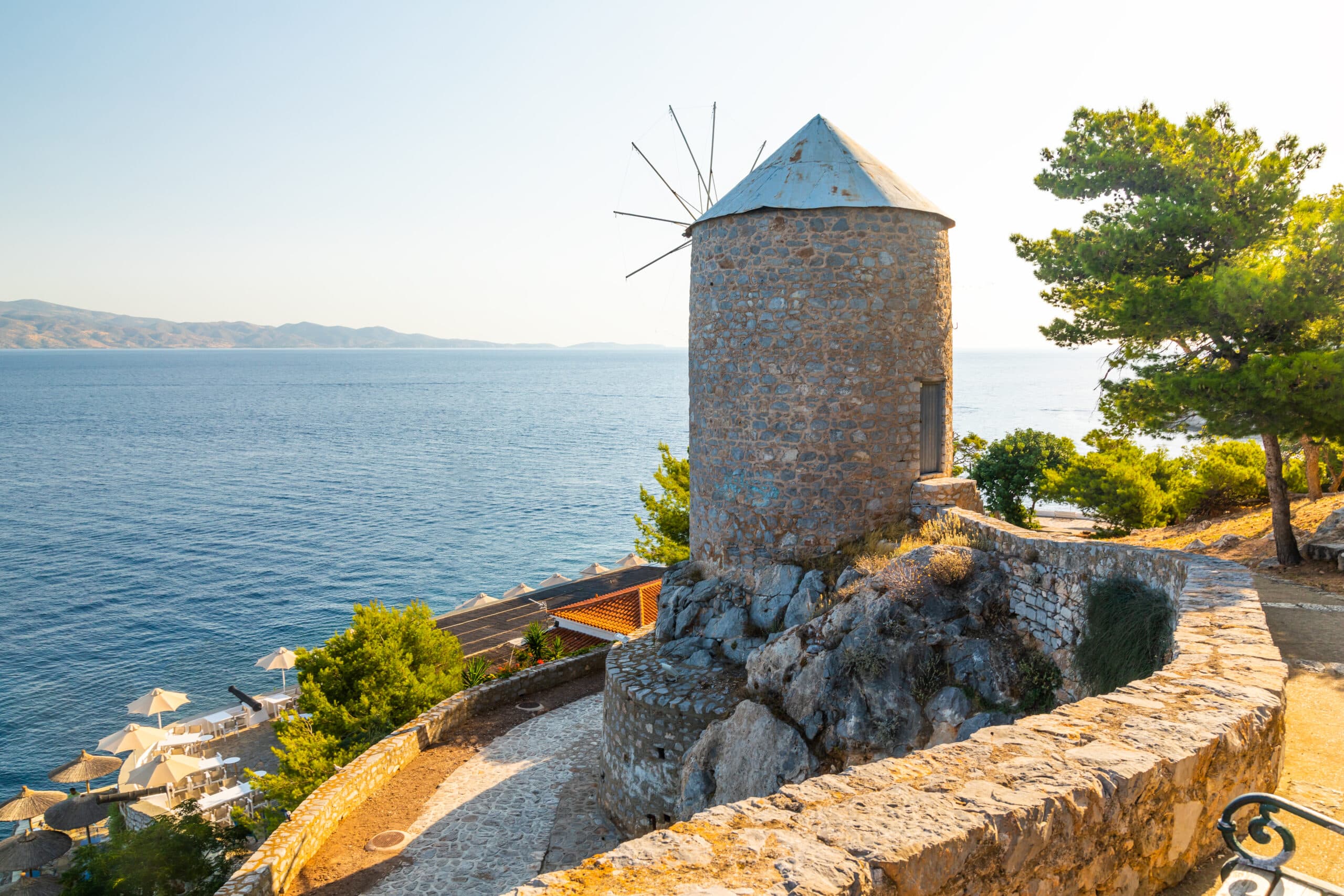 Traditional,Greek,Mill,On,Hydra,Island,,Greece