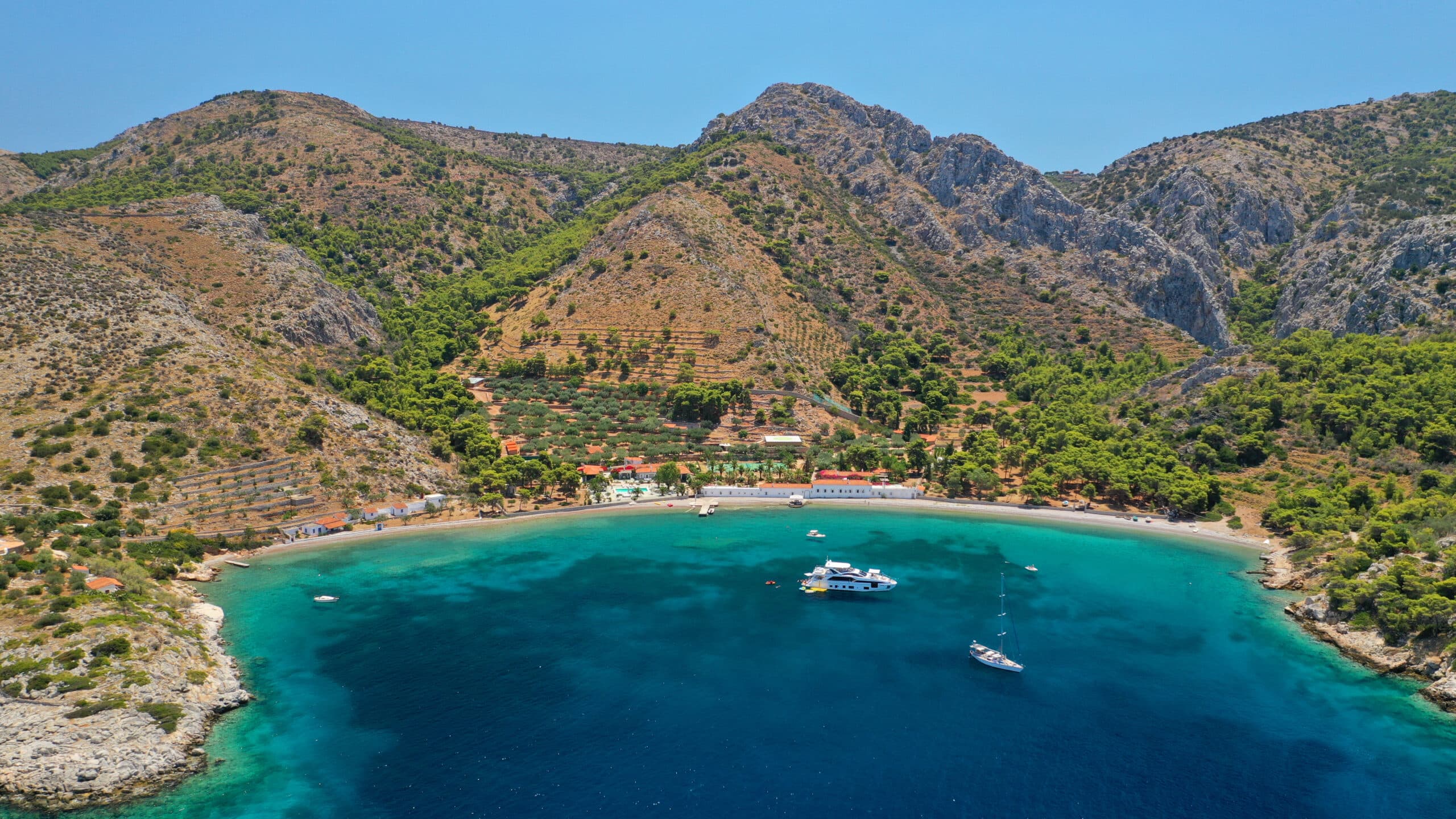 Aerial,Drone,Photo,Of,Small,Bay,Of,Molos,In,Picturesque