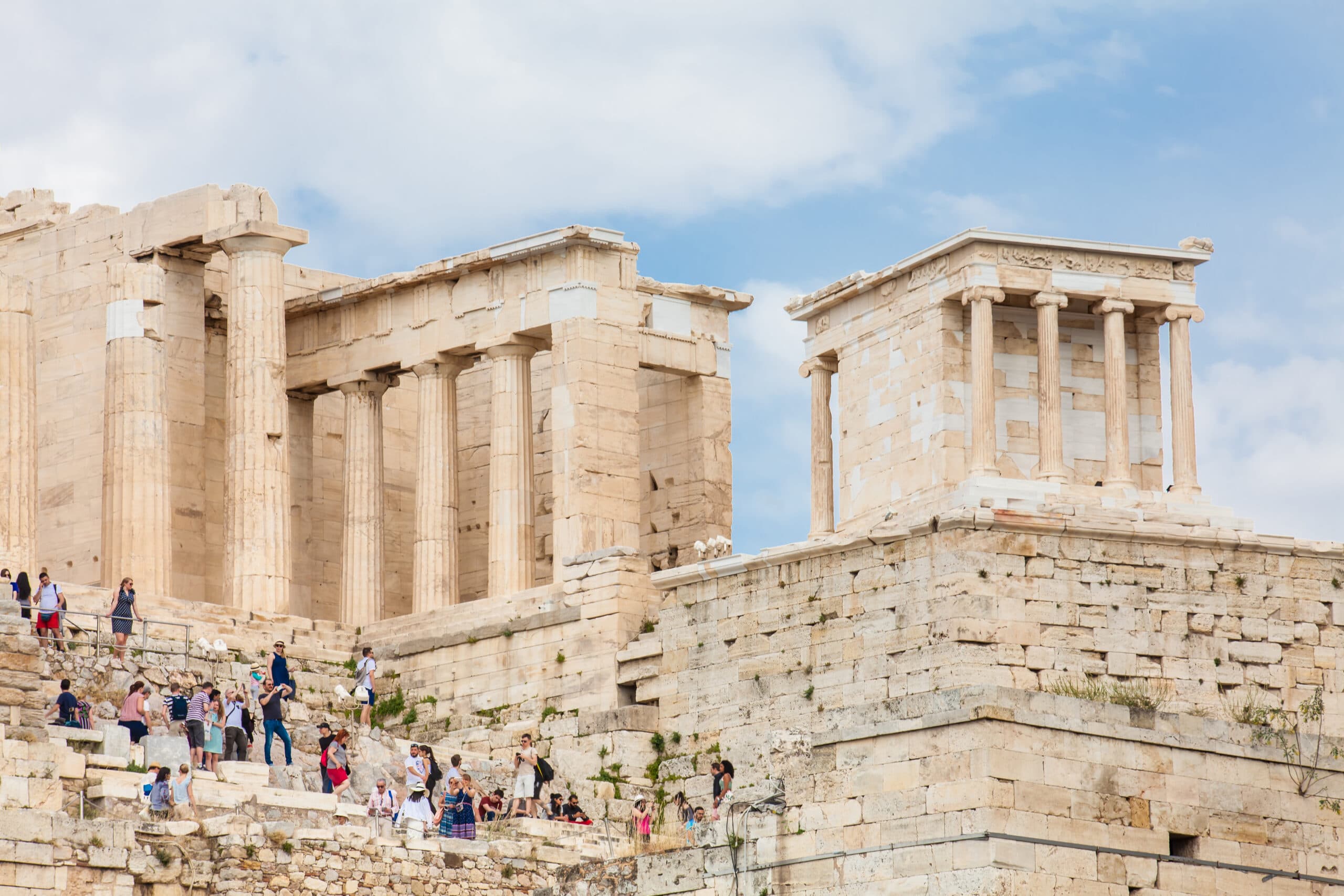 Athens,,Greece,-,April,,2018:,Tourists,Visiting,The,Acropolis,In