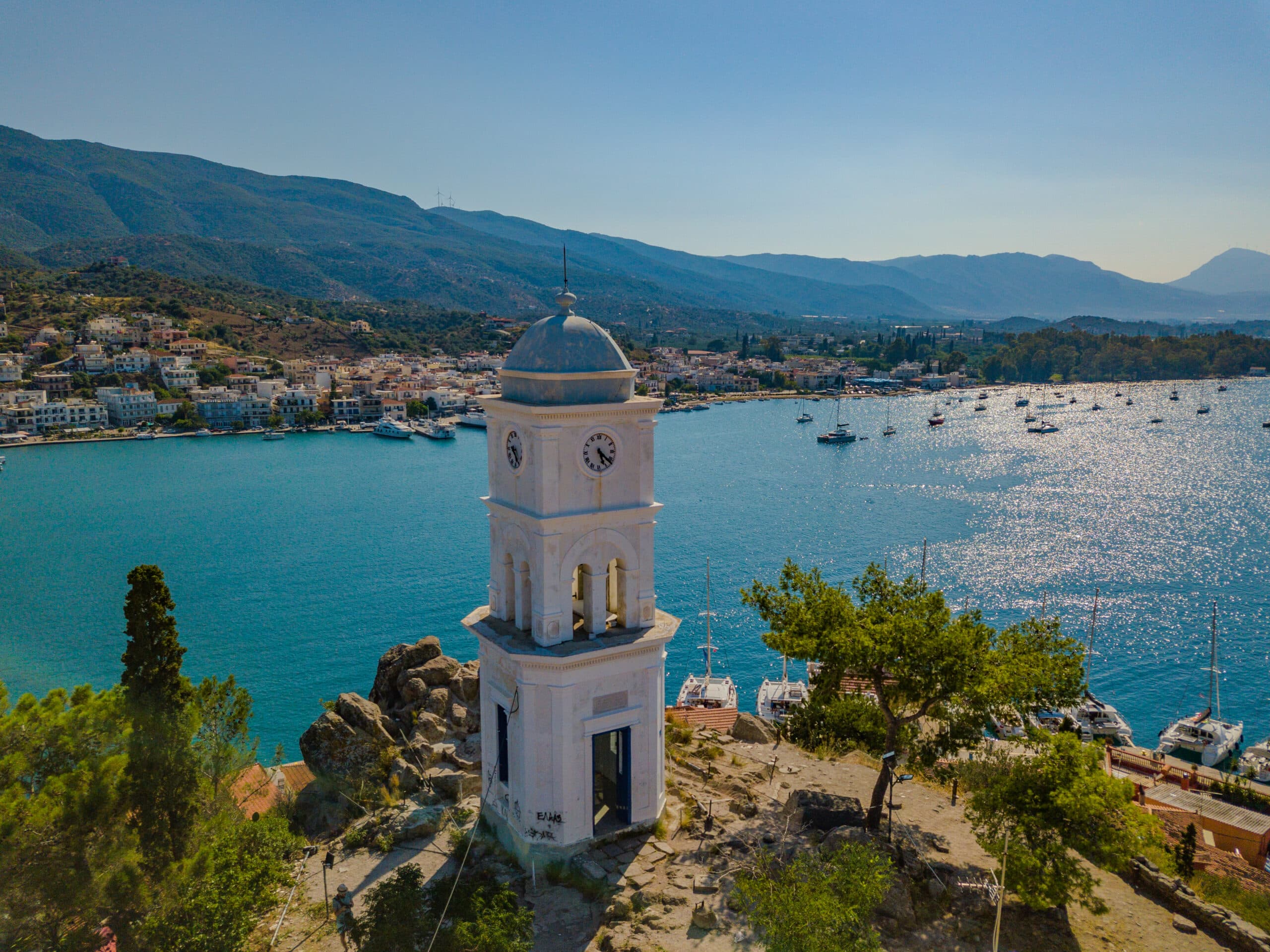 Aerial,View,Of,The,Chapel,On,The,Island,Of,Poros.