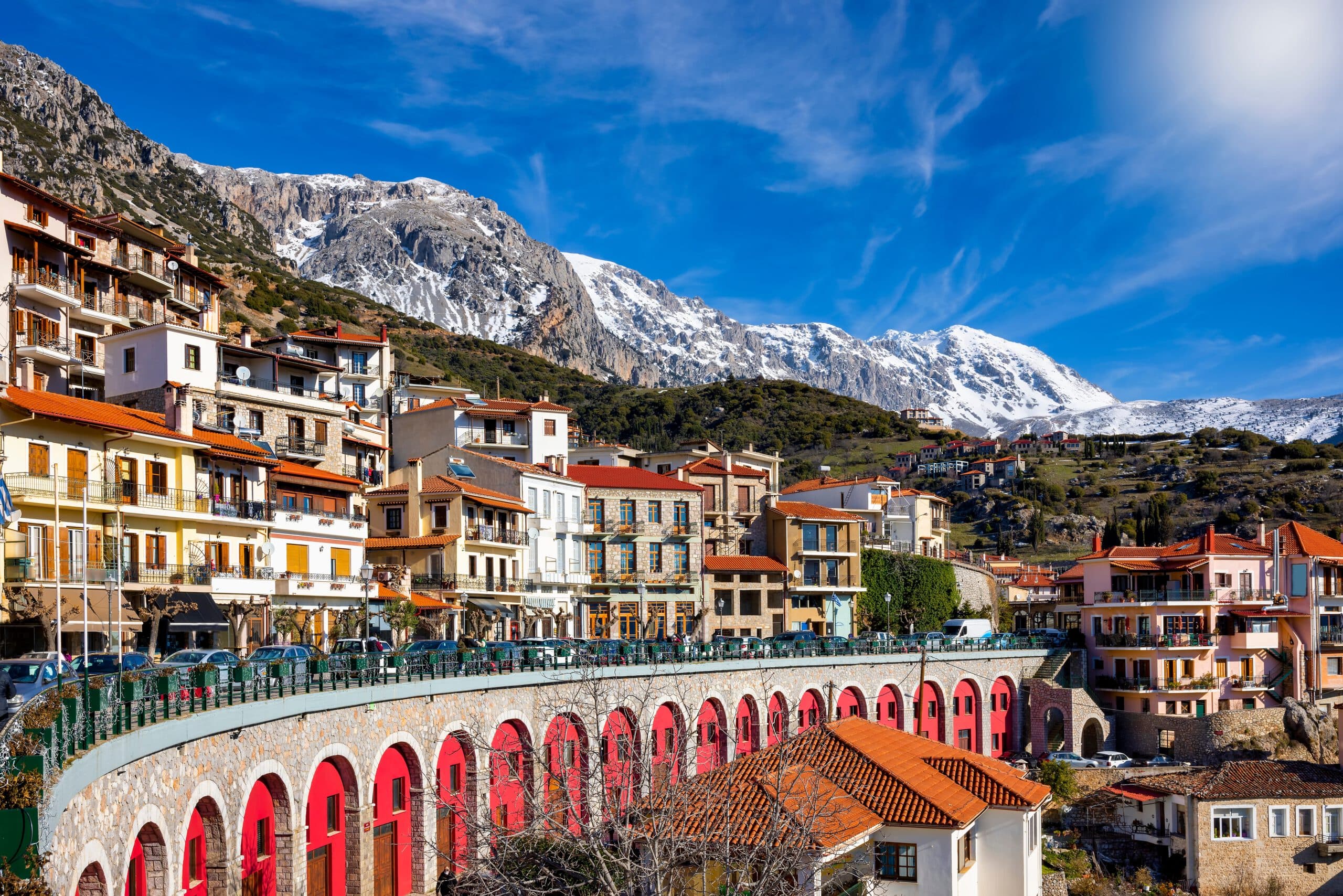 Panoramic,View,Of,The,Town,Arachova,,Greece,,Next,To,Parnassus