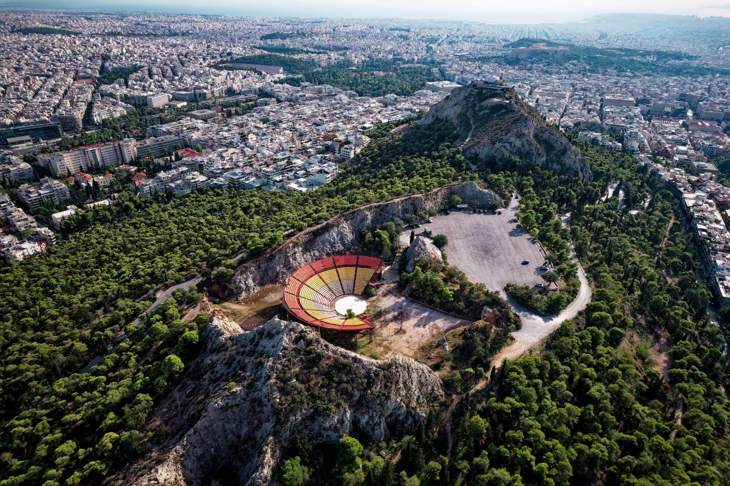 Aerial,View,Of,Lycabettus,Theatre,Located,In,Athens,,Greece