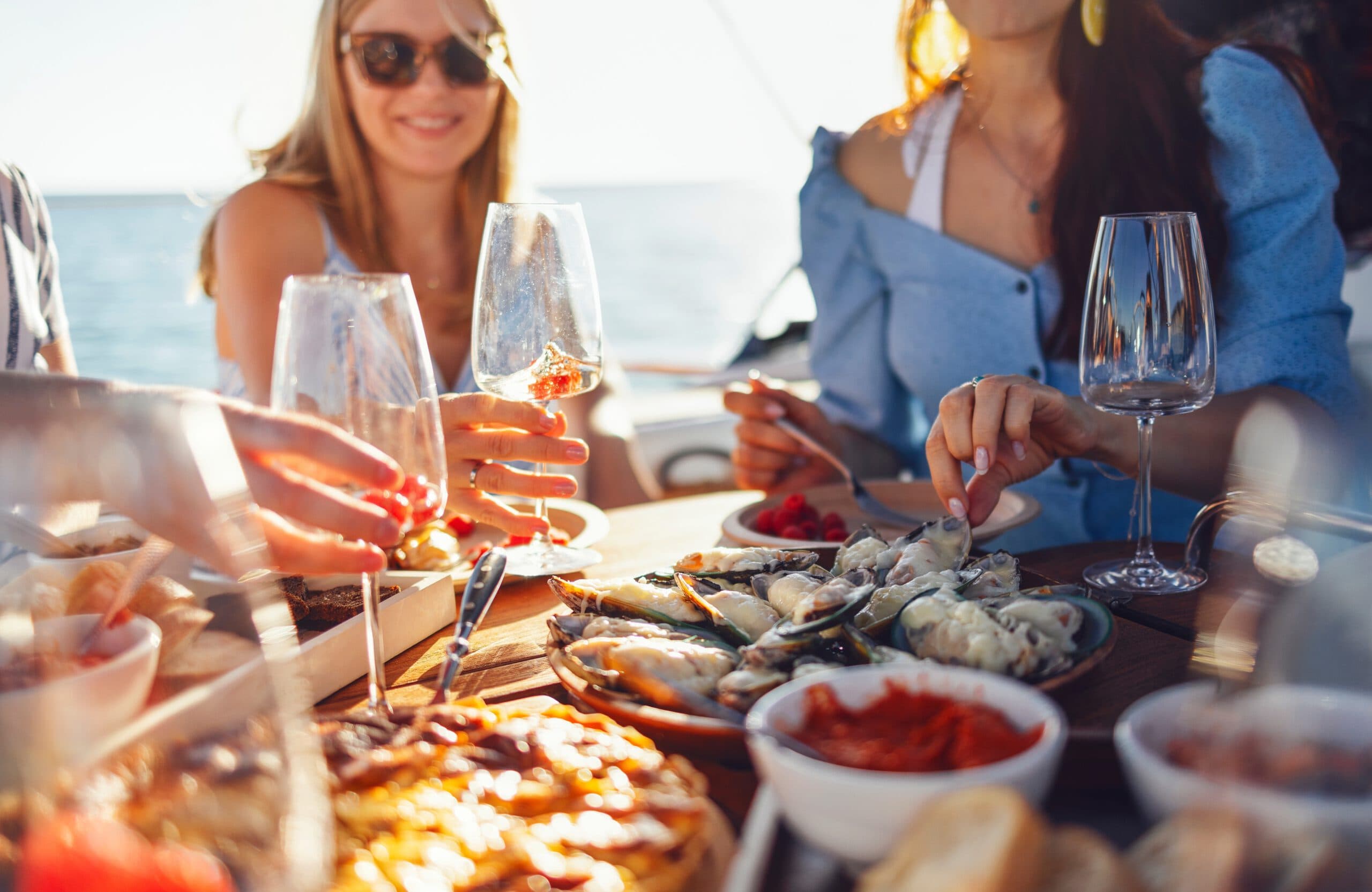 Festive,Banquet,On,Board,The,Ship.,Close,Up,Of,Table