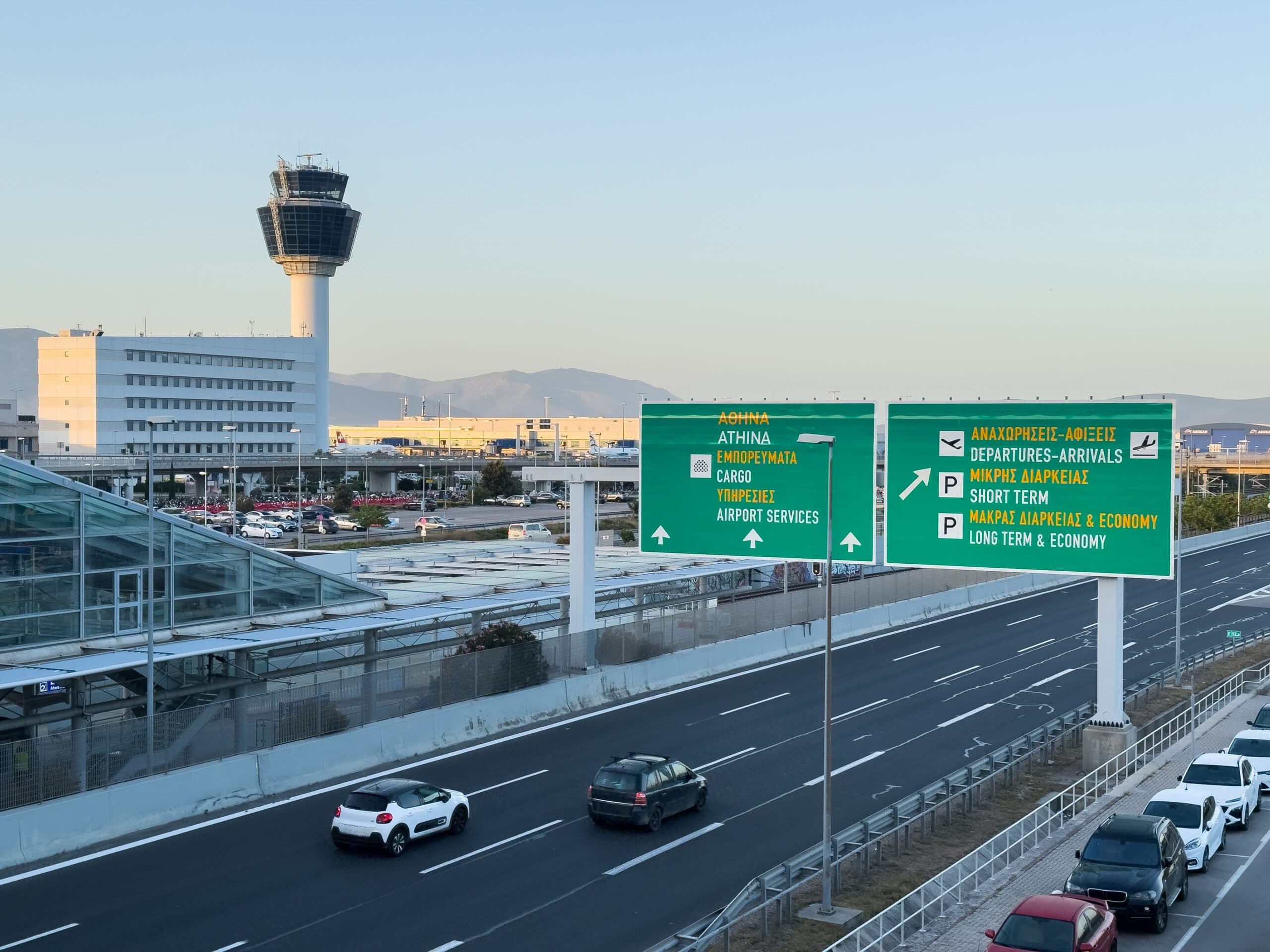 Athens,,Greece,,May,8,,2025.,The,Busy,Airport,Roadway,Featuring