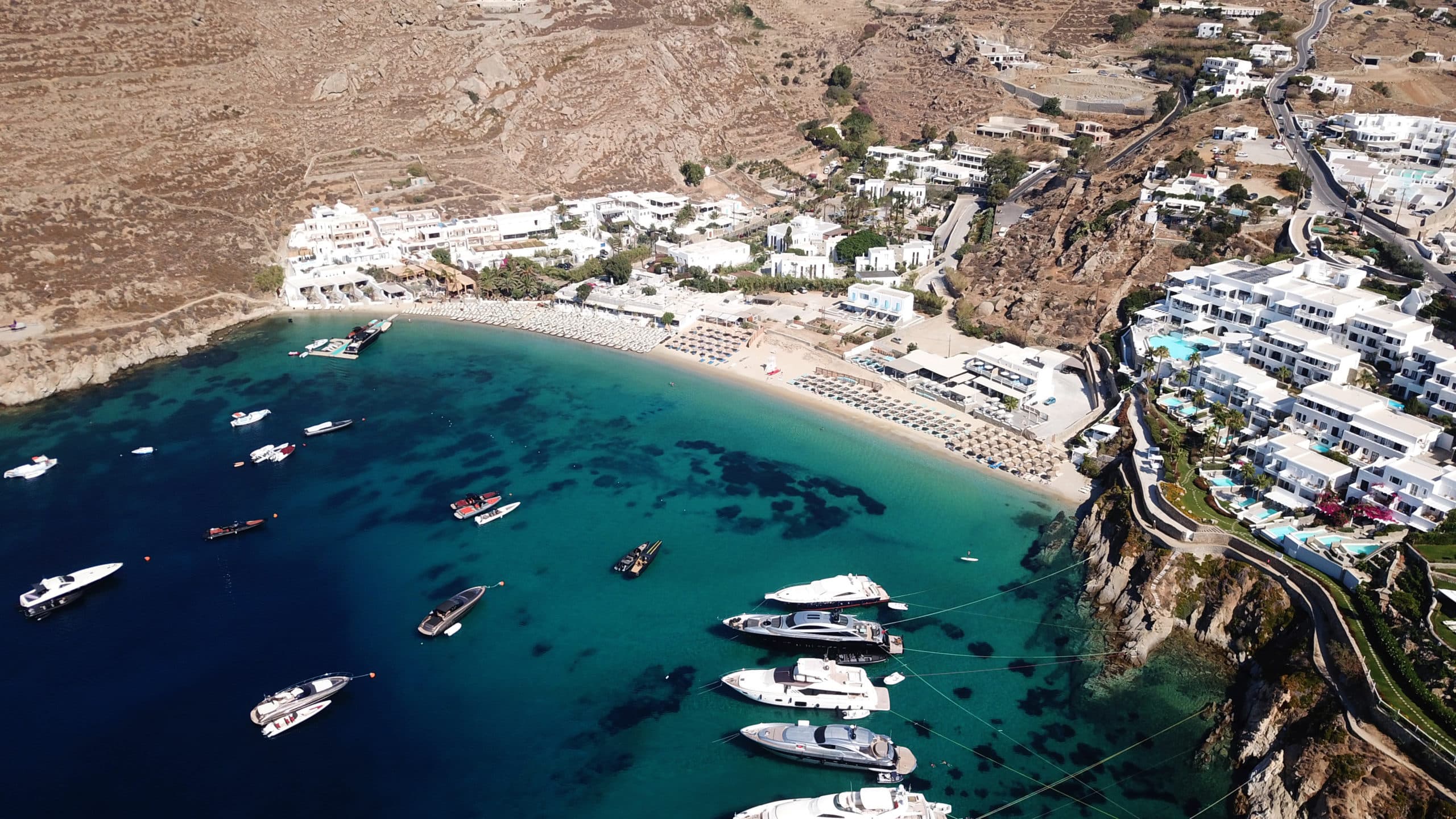 Aerial,View,Photo,Of,Yachts,Docked,In,Paradise,Beach,Of