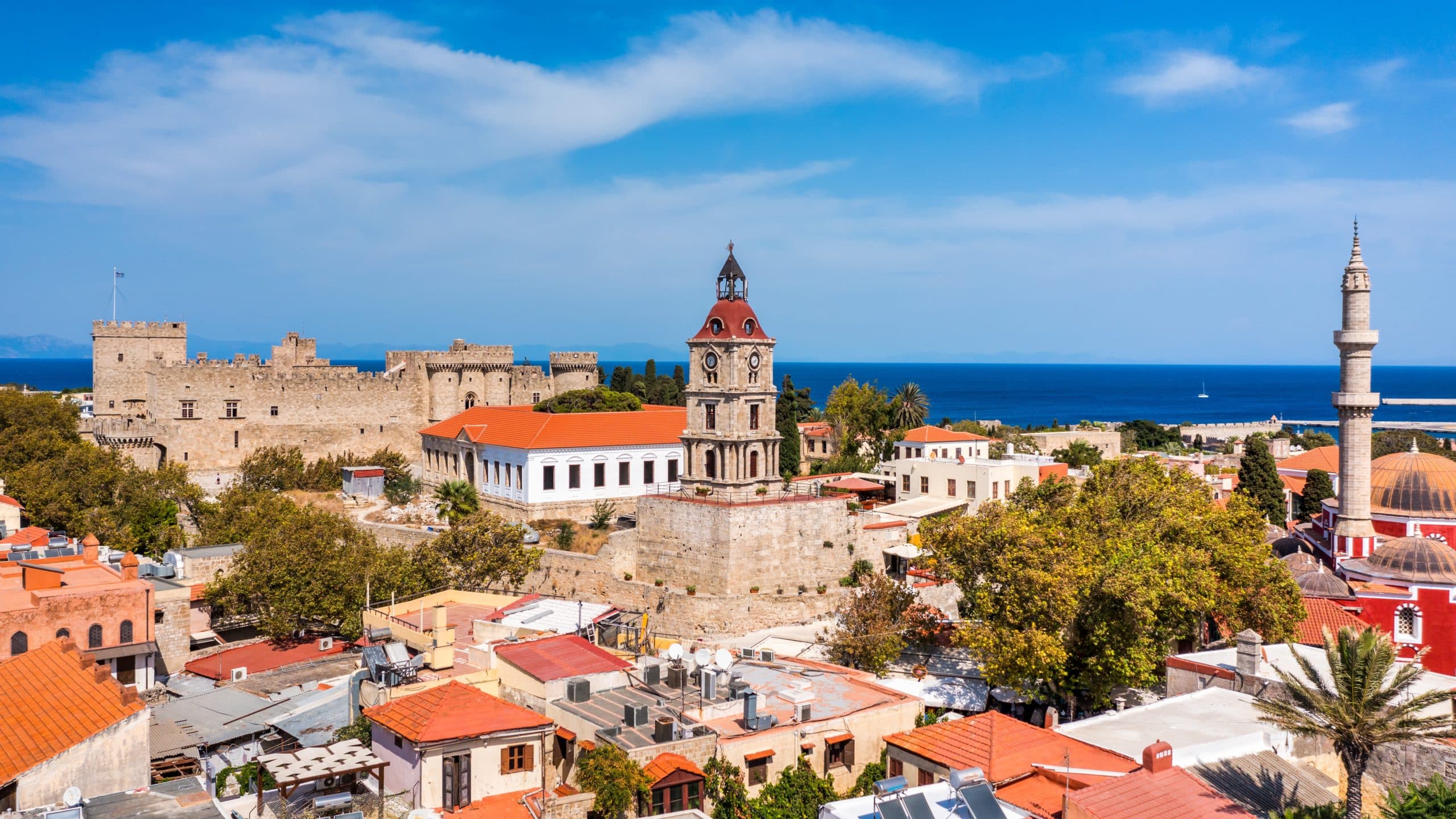Panoramic,View,Of,Rhodes,Old,Town,On,Rhodes,Island,,Greece.