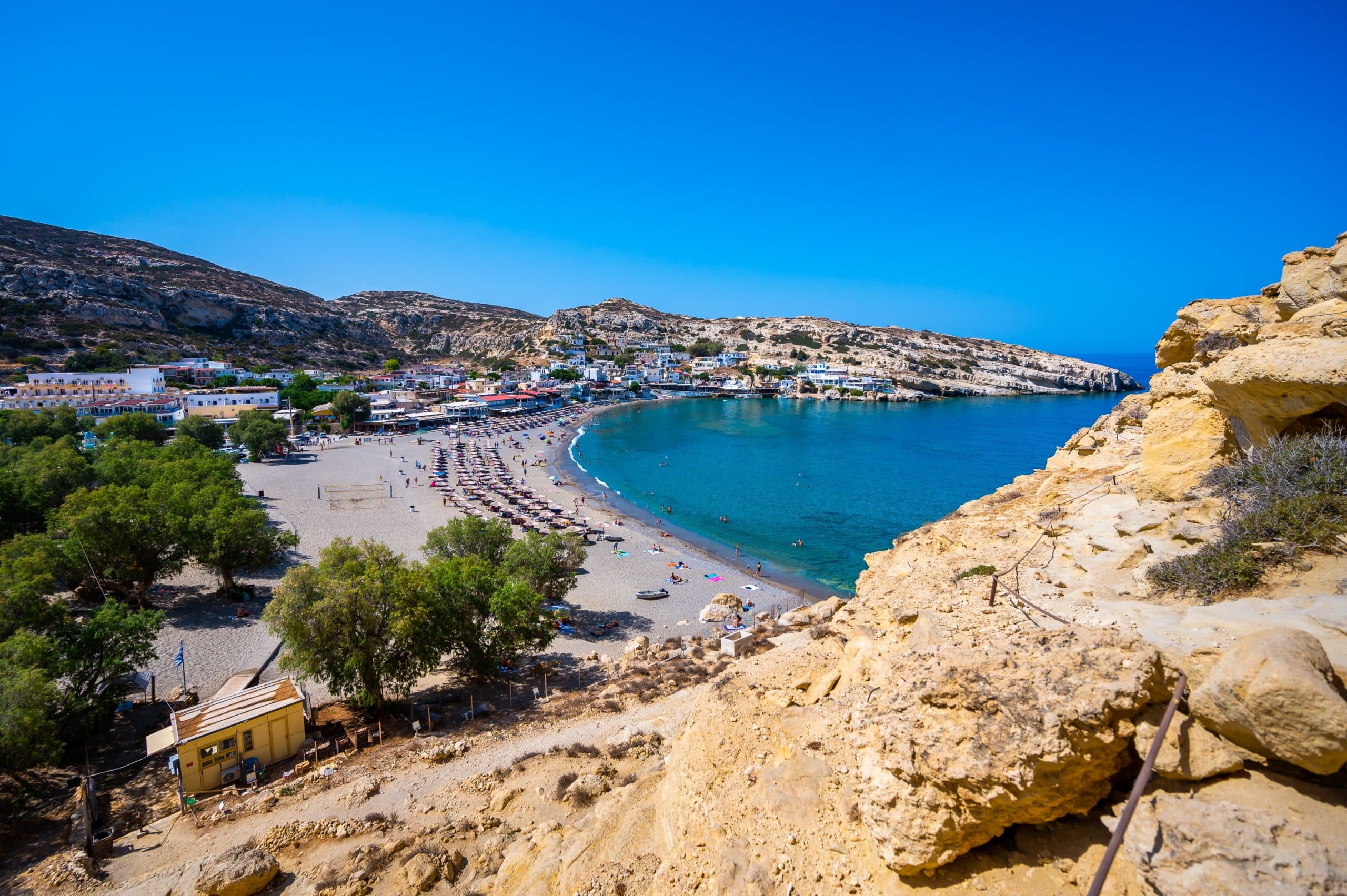 Famous,Matala,Beach,With,Caves,,Known,For,Hippies,In,The