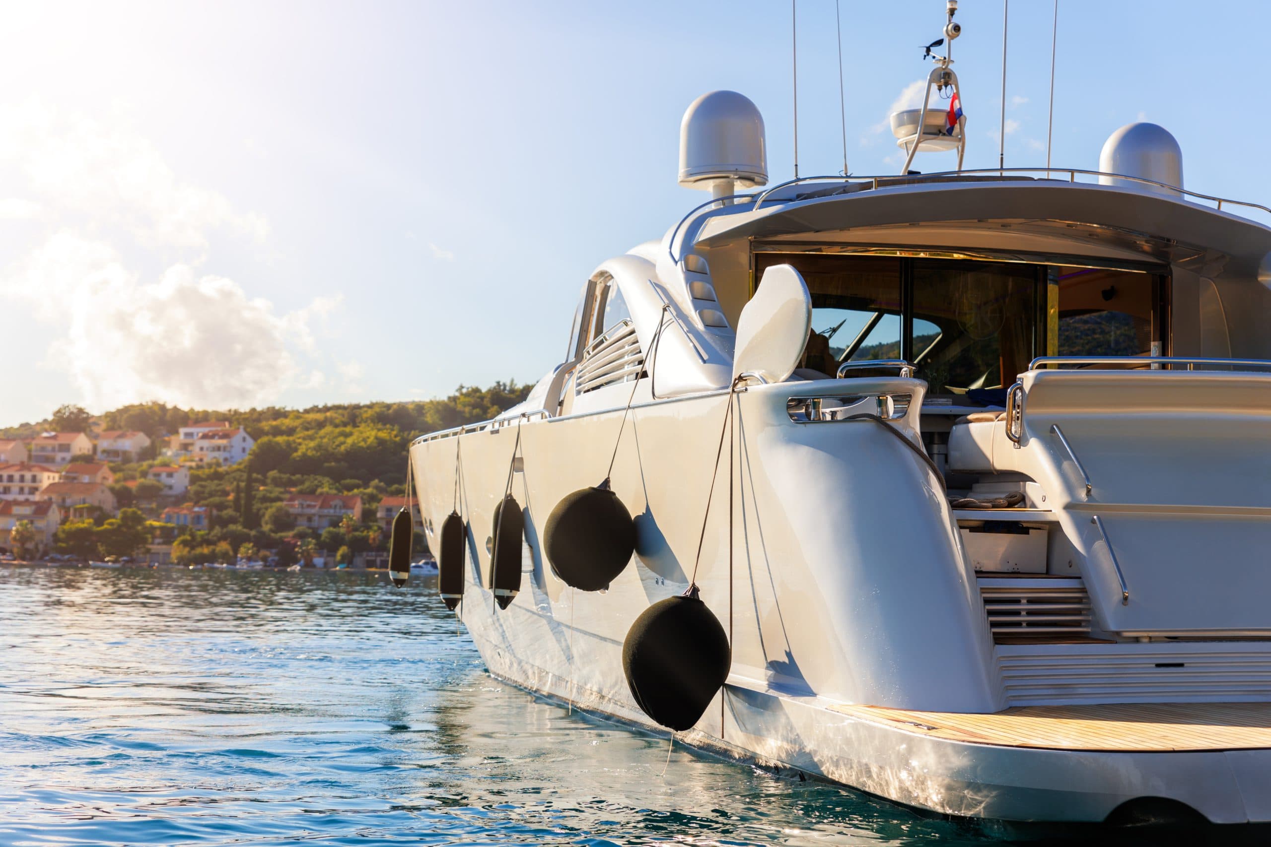 Scenic,Back,View,Luxury,Private,Yacht,Boat,Sail,At,Croatian